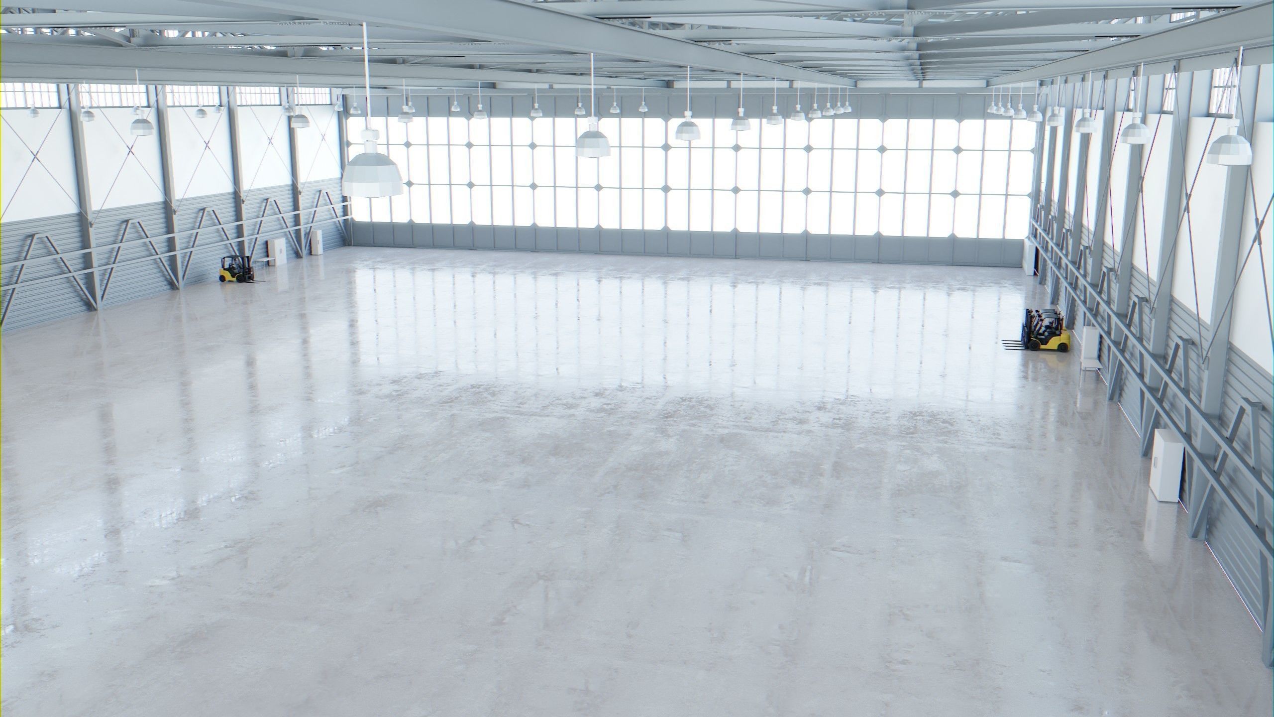 Airplane Hangar Interior 4 Low-poly 3D model_9