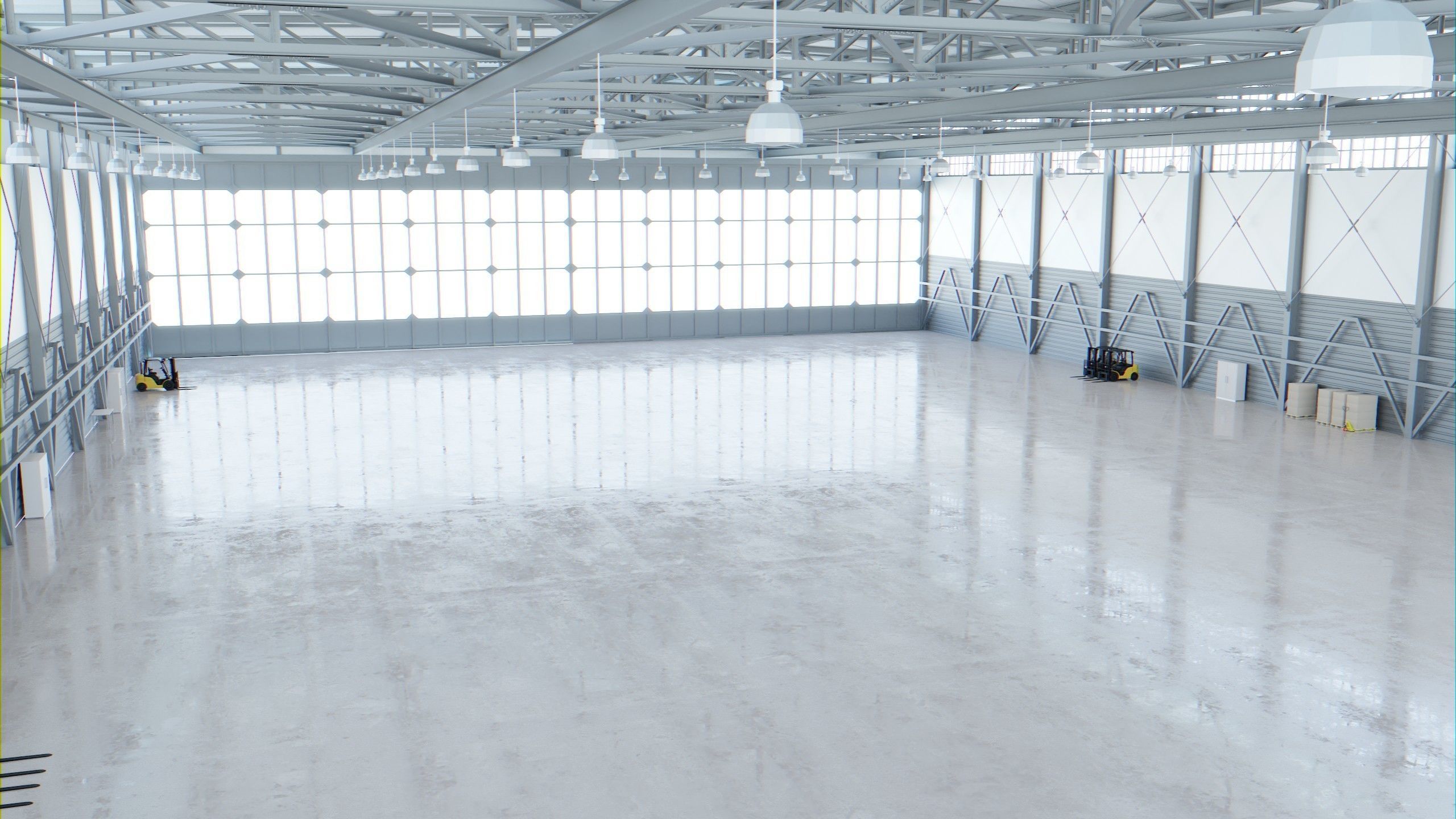 Airplane Hangar Interior 4 Low-poly 3D model_7
