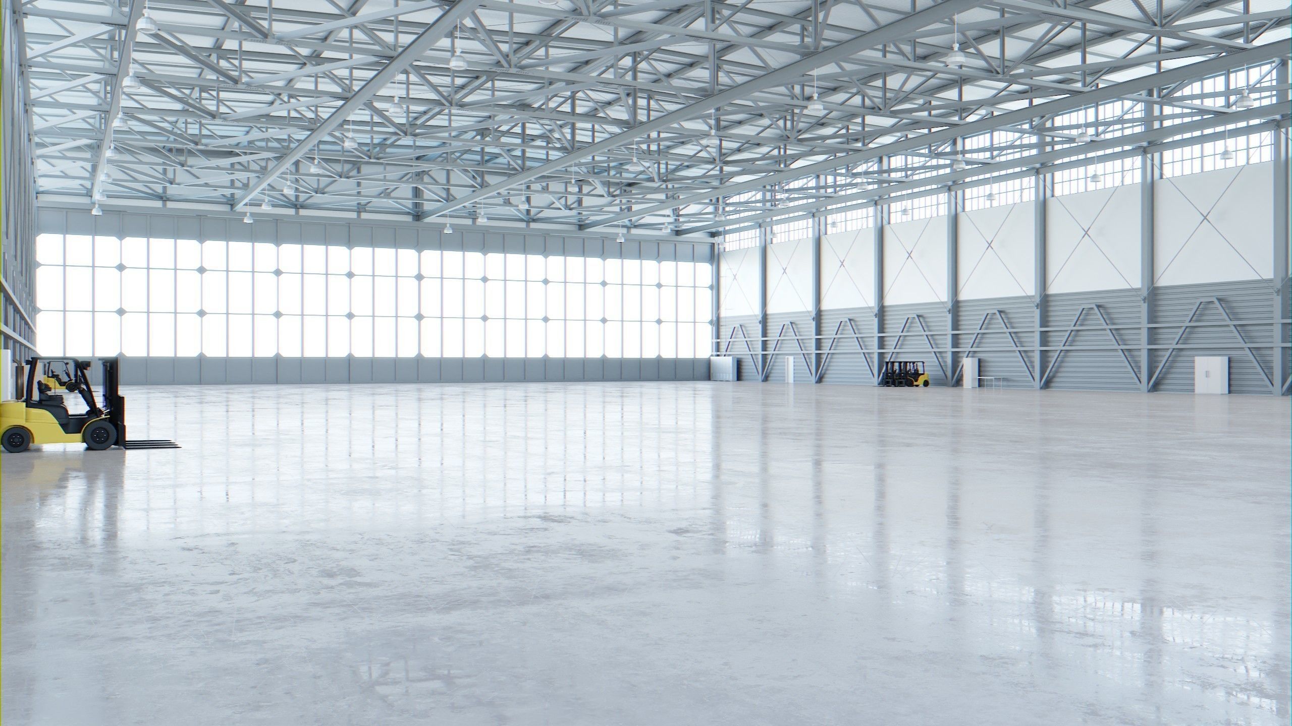 Airplane Hangar Interior 4 Low-poly 3D model_2