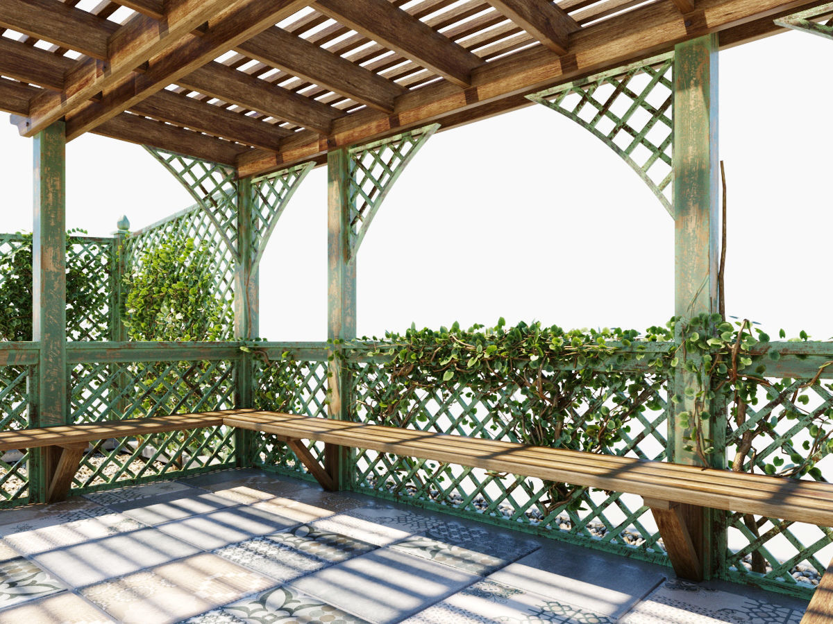 Arbor with trellis  3D model_2