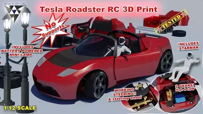 Tesla Roadster RC 3D print model