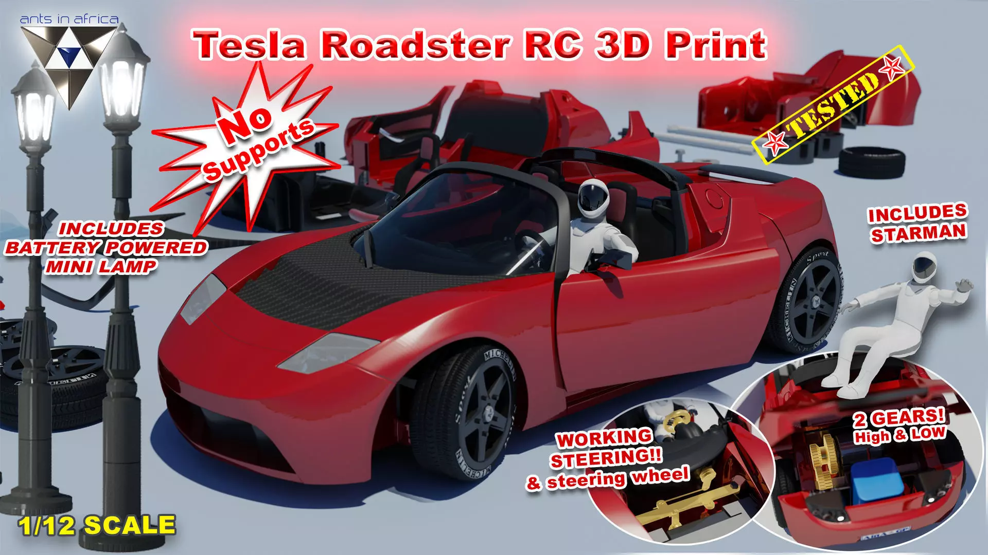 Tesla Roadster RC 3D print model_0