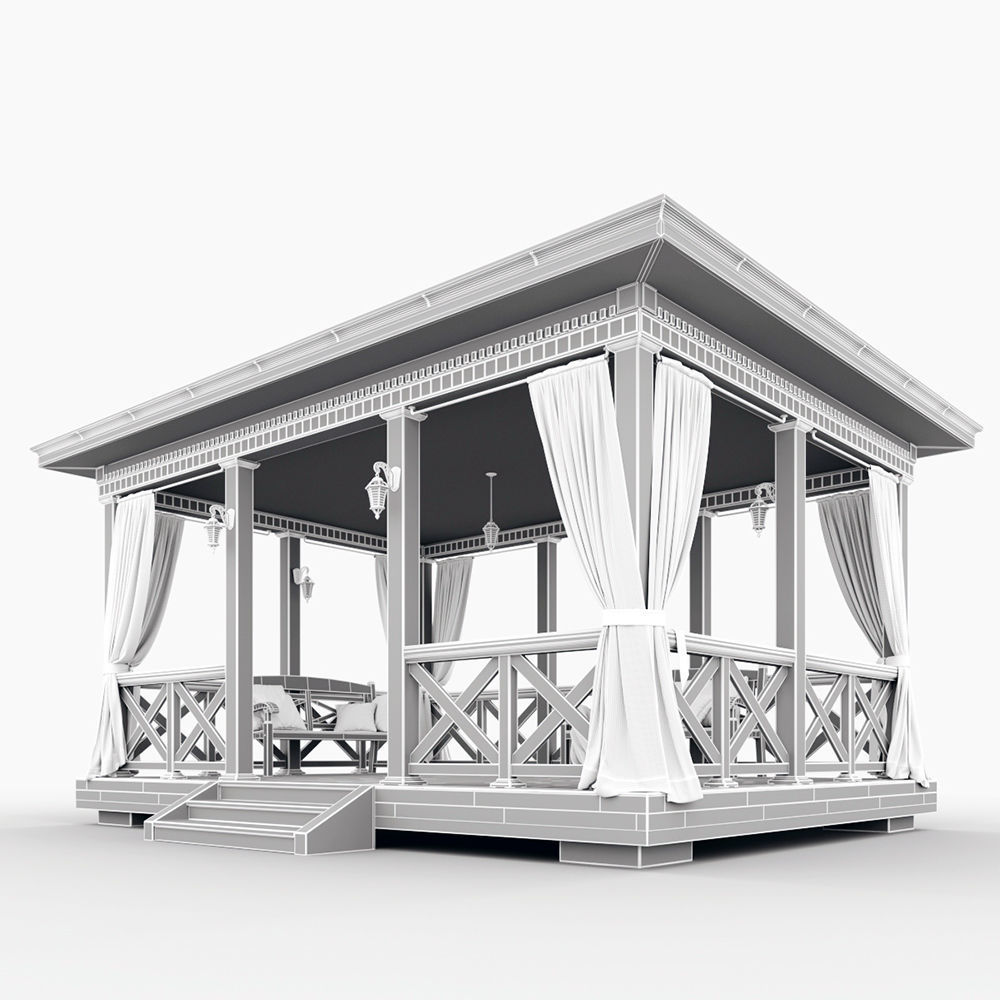 Wooden arbor 3D model_8