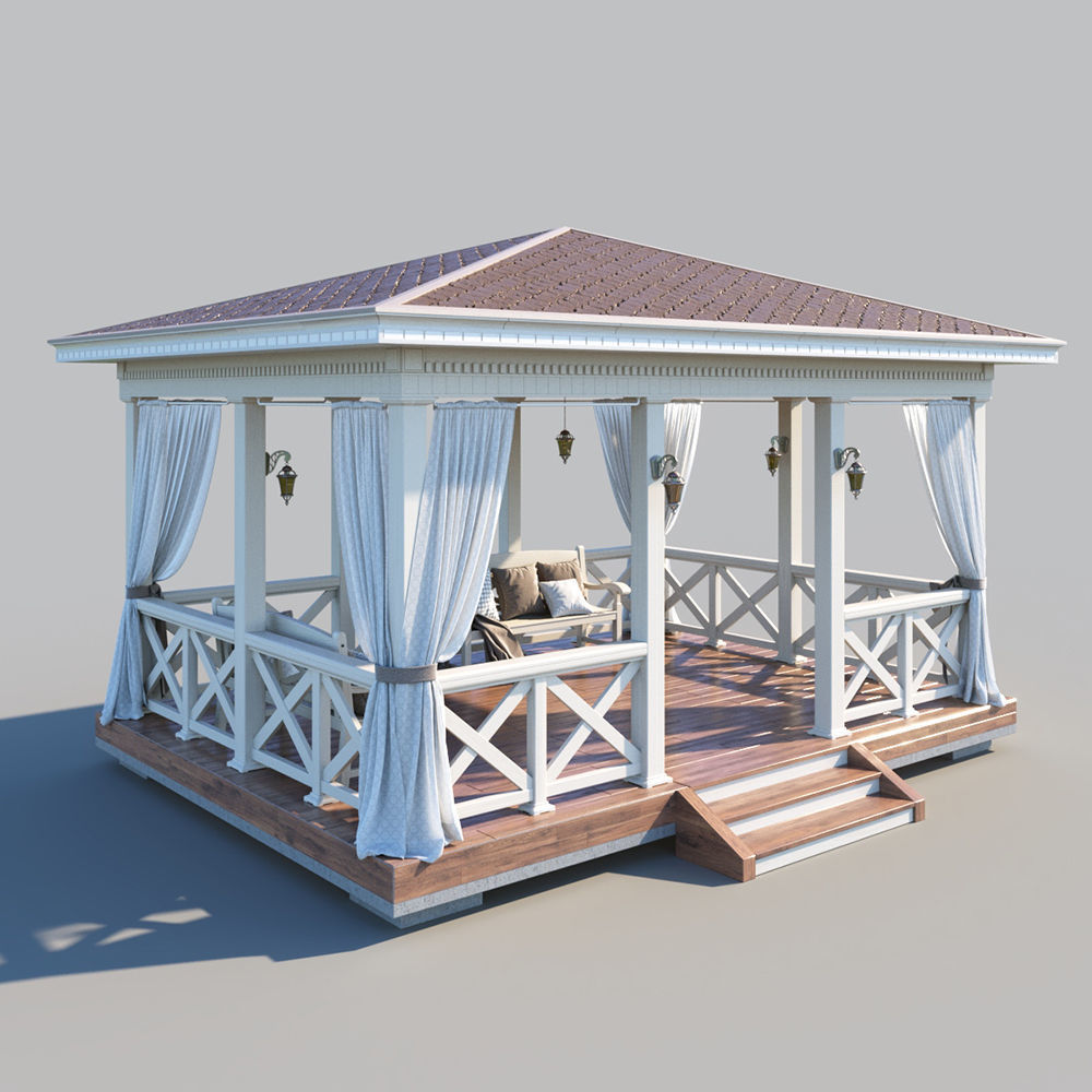 Wooden arbor 3D model_2