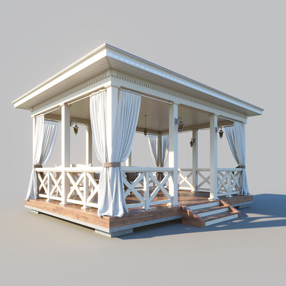 Wooden arbor 3D model_1