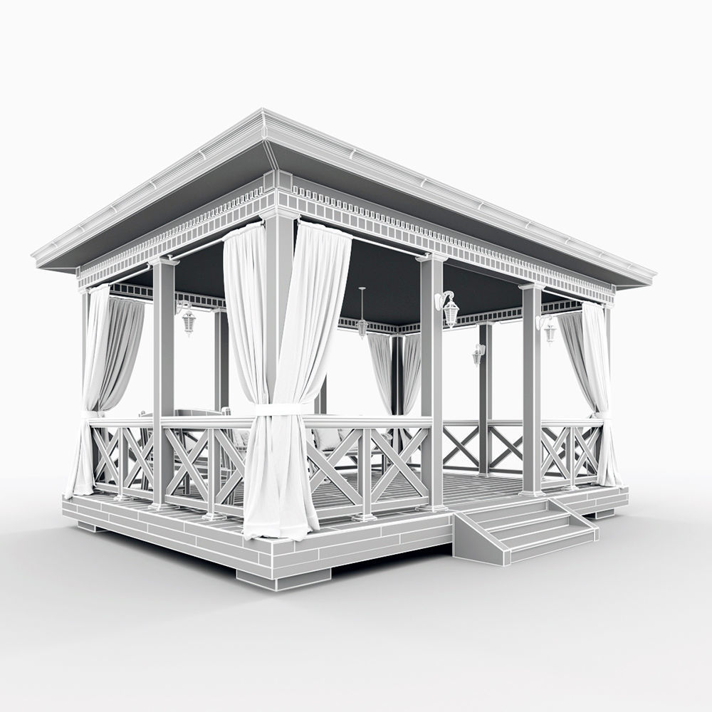 Wooden arbor 3D model_9