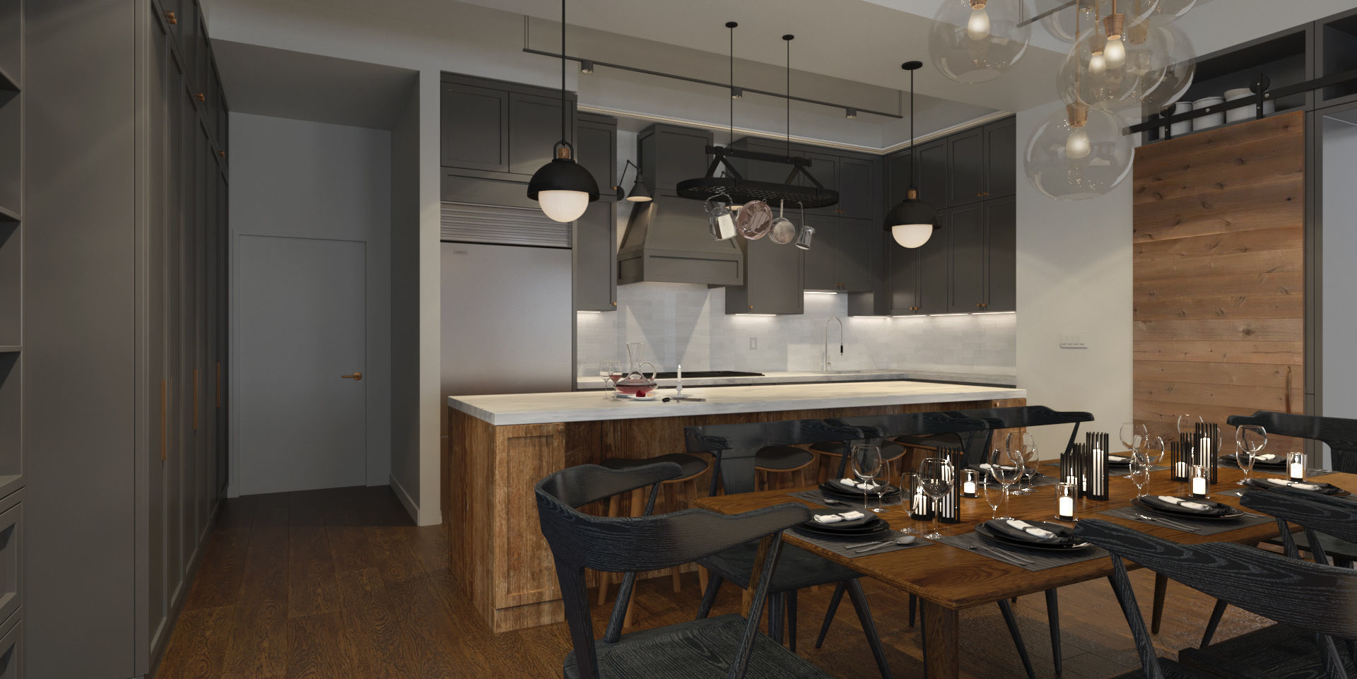 kitchen living dining 3D model_2