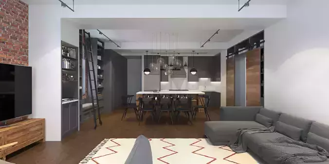 kitchen living dining