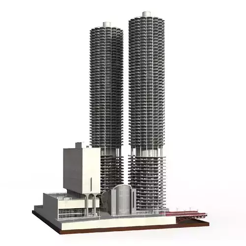 Marina city  Chicago  Low-poly 3D model
