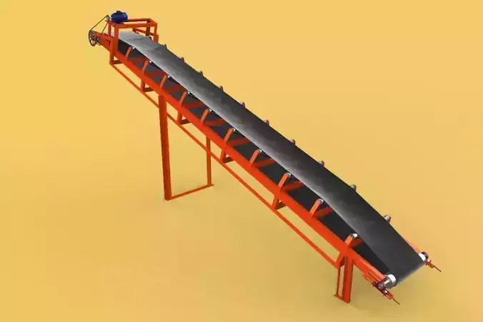 INDUSTRIAL BELT CONVEYOR 3D model