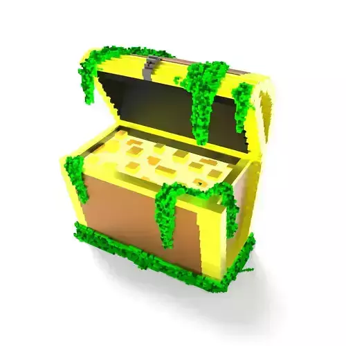 Voxel - Mossy Chest - Low-poly 3D Model Low-poly 3D model