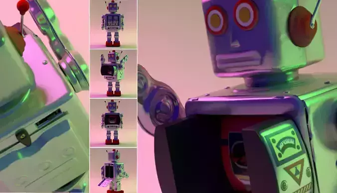 Robot Electron Mr D-Cell Tin toy retro vintage Battery 3D model