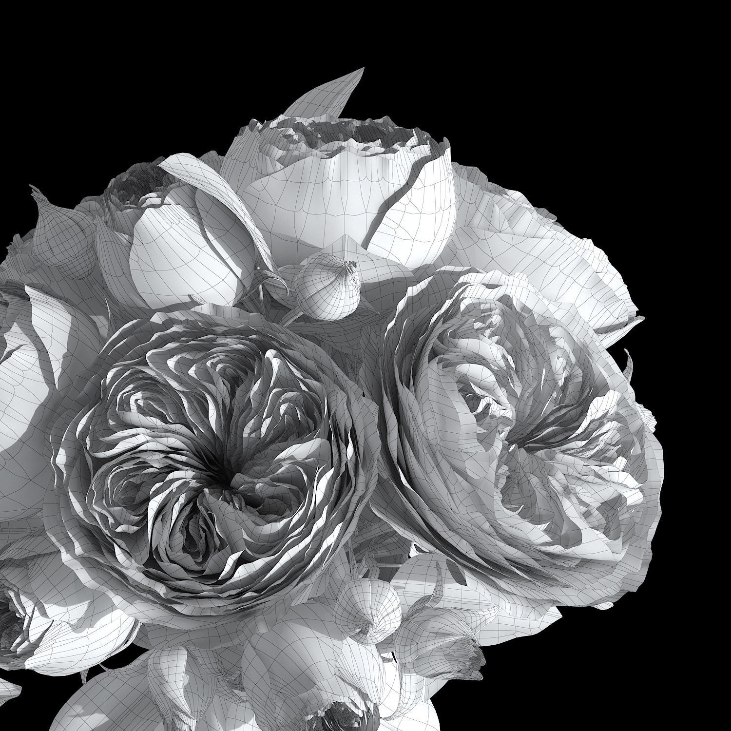 Roses bouquet of 3D model_6