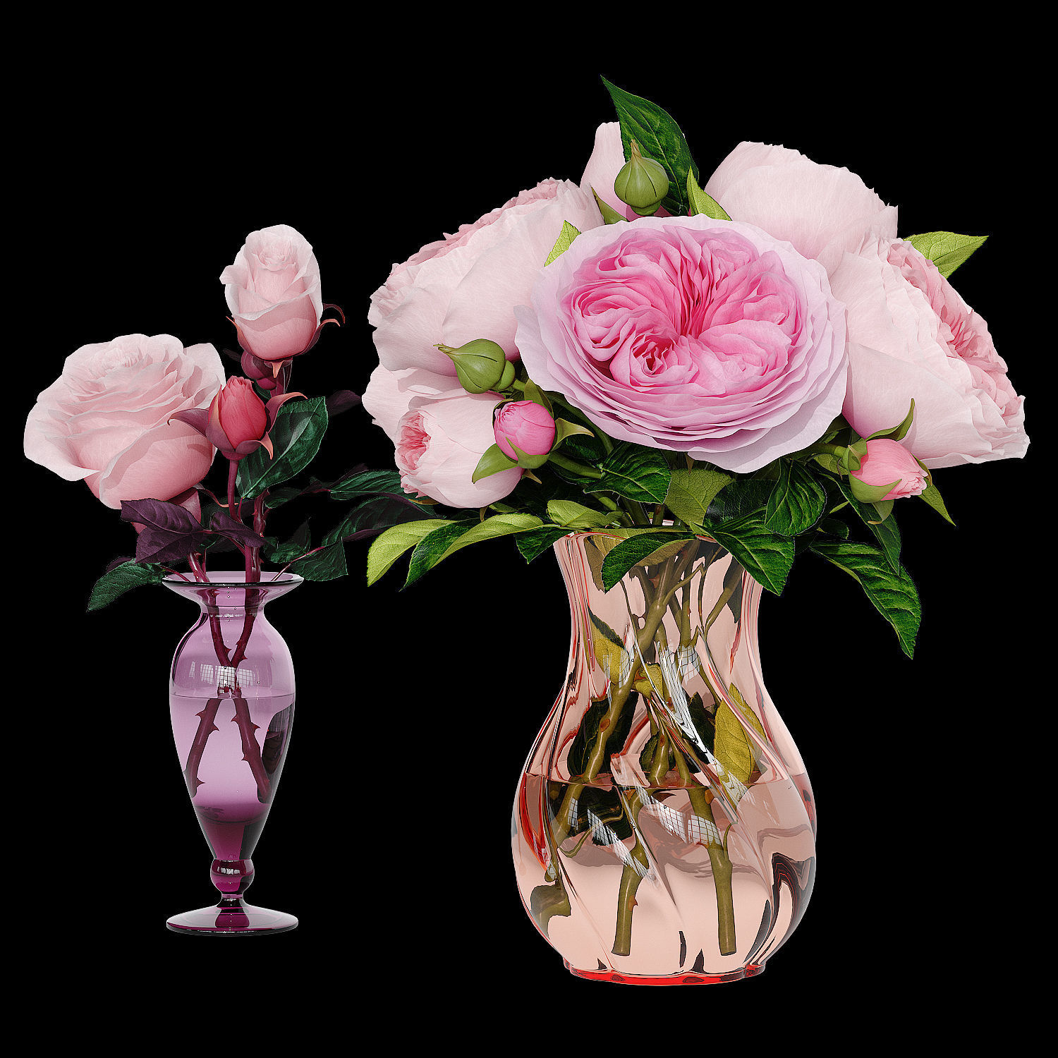 Roses bouquet of 3D model_4
