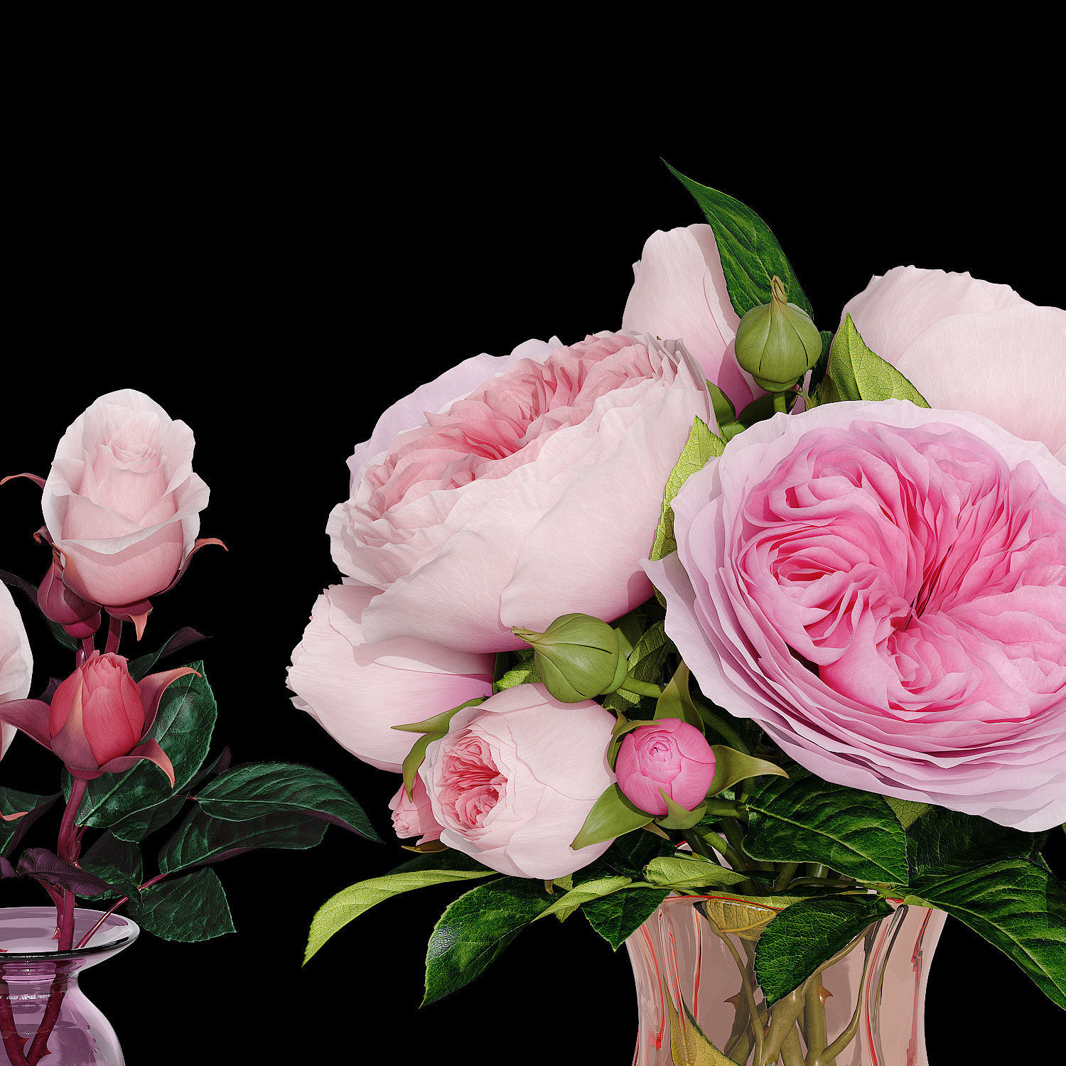 Roses bouquet of 3D model_3
