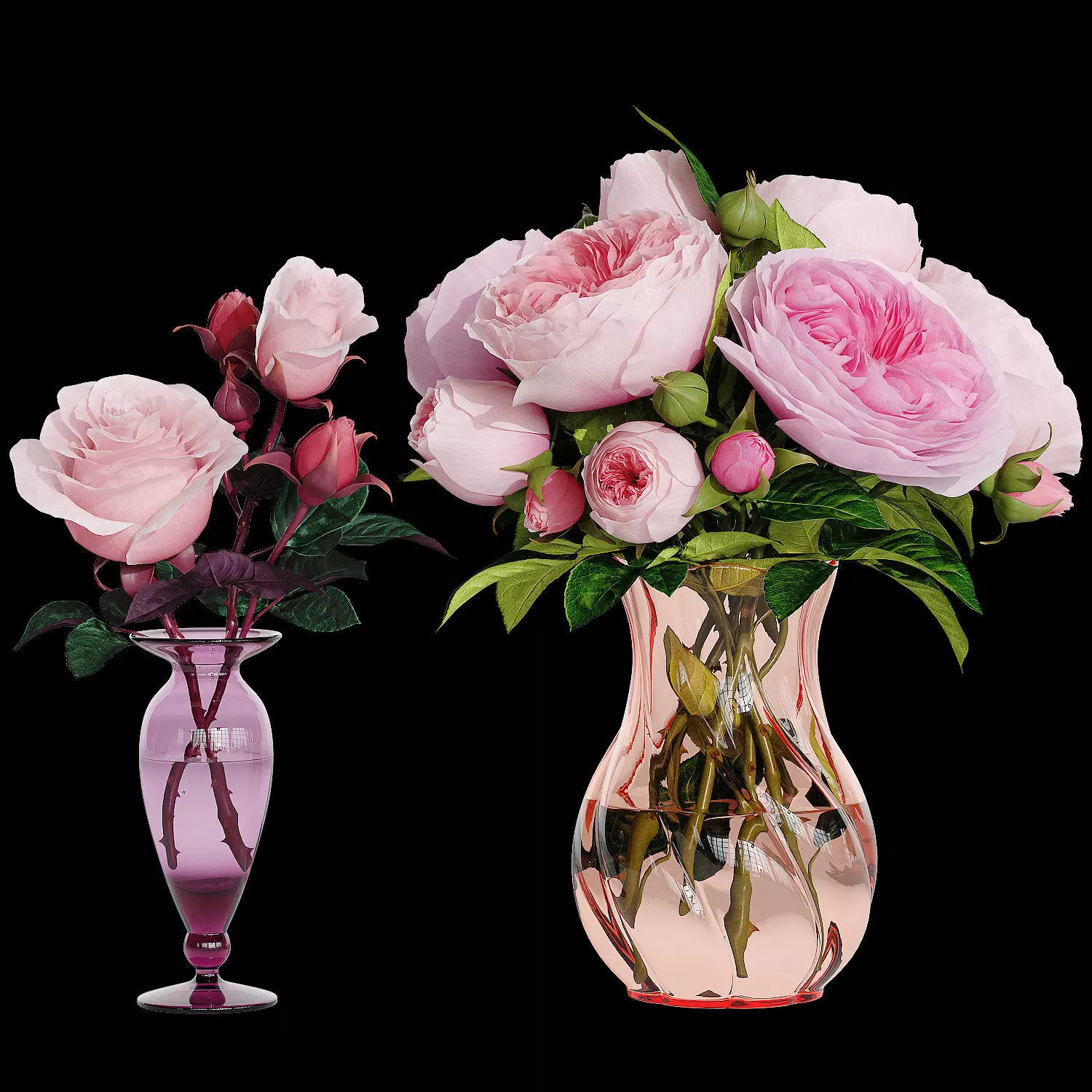 Roses bouquet of 3D model_0