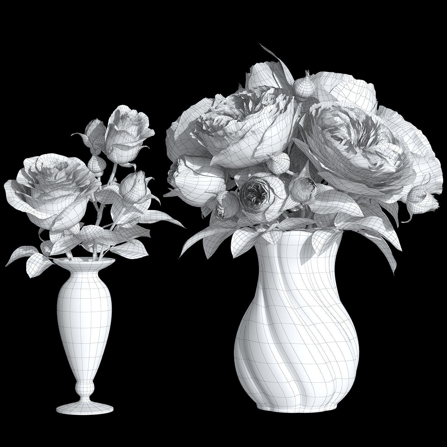 Roses bouquet of 3D model_5