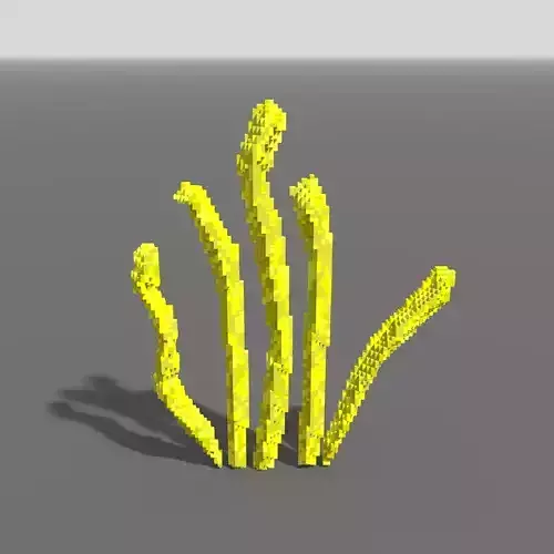 Voxel - Quads Yellow Coral - Low-poly 3D Model Low-poly 3D model