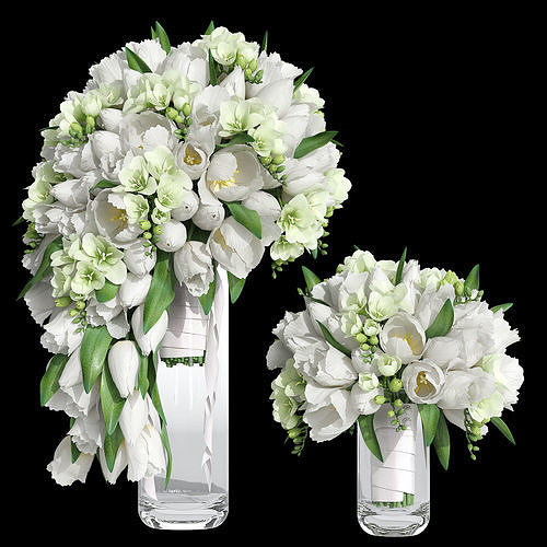 Bridal tulip bouquet 3D model