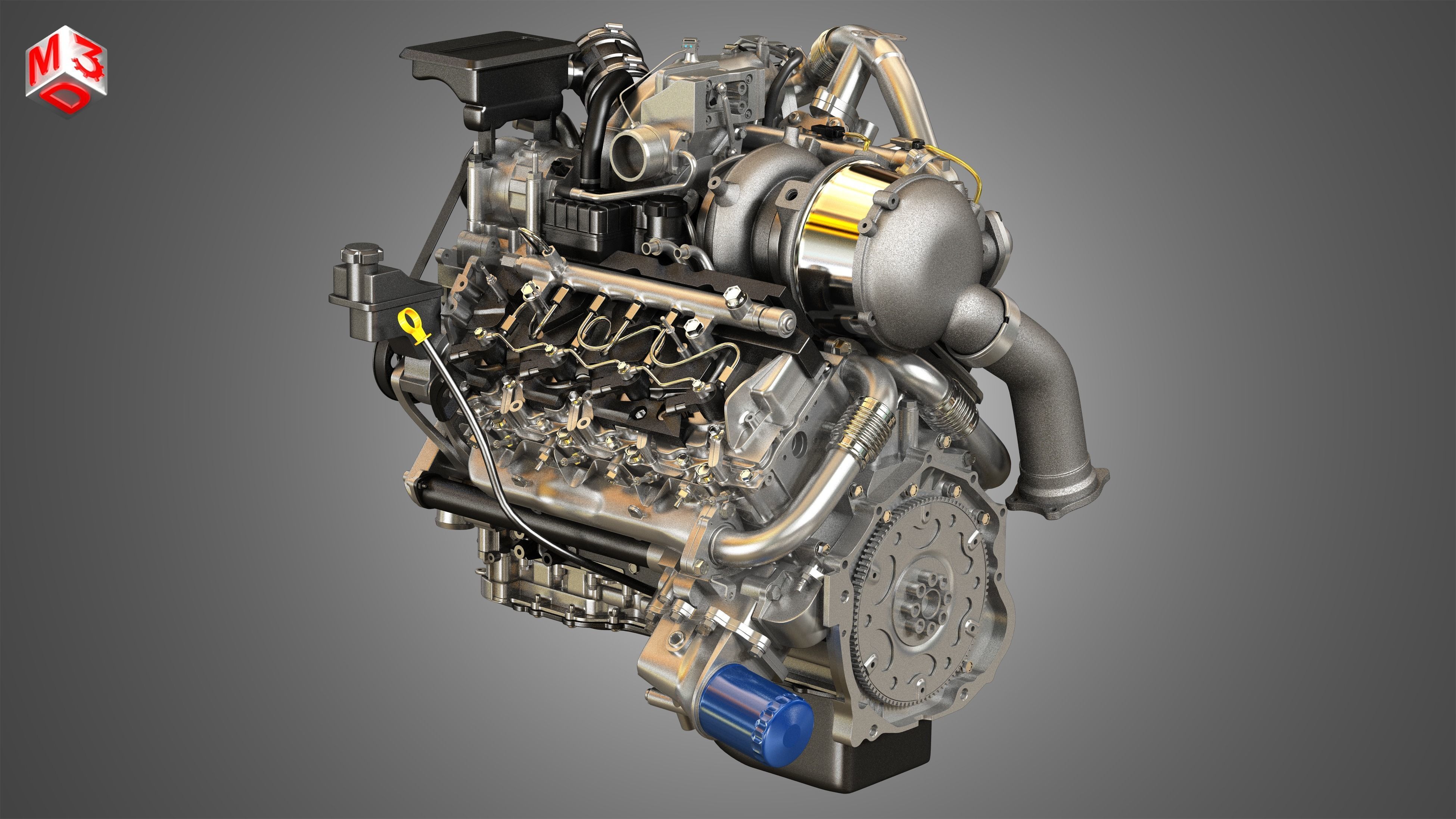 L5P Engine - V8 Turbo Diesel Engine 3D model_4