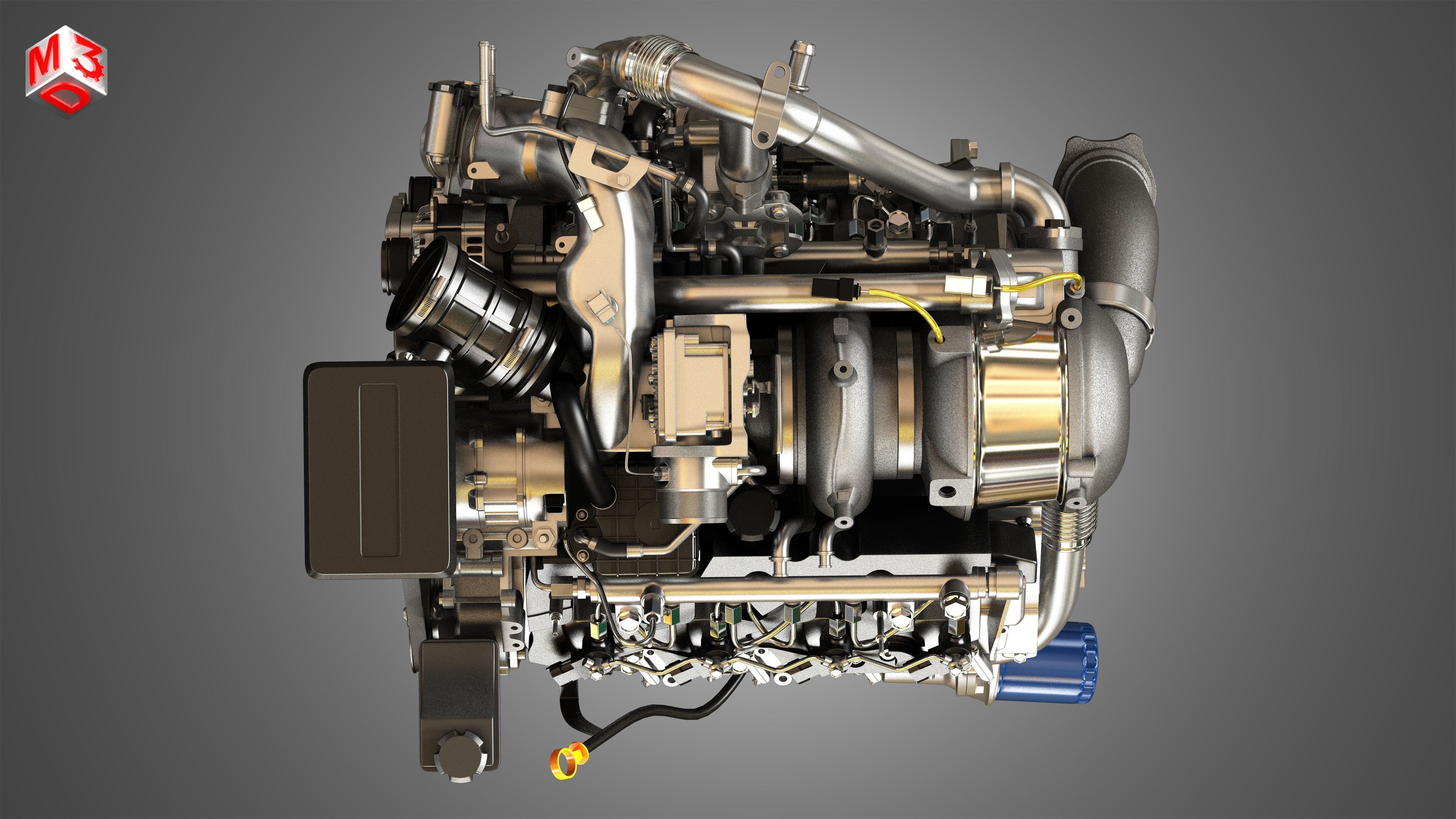 L5P Engine - V8 Turbo Diesel Engine 3D model_11