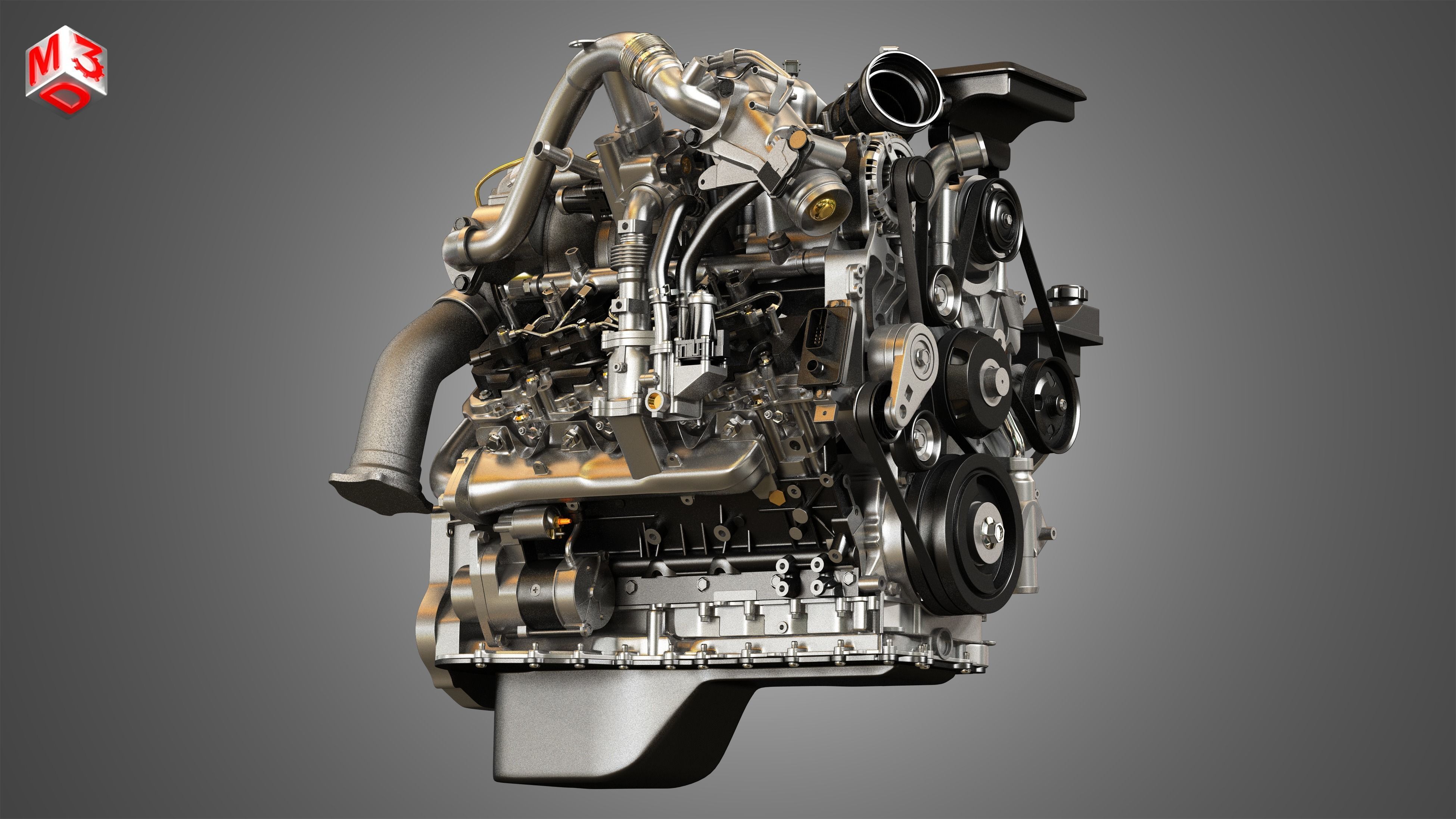 L5P Engine - V8 Turbo Diesel Engine 3D model_9