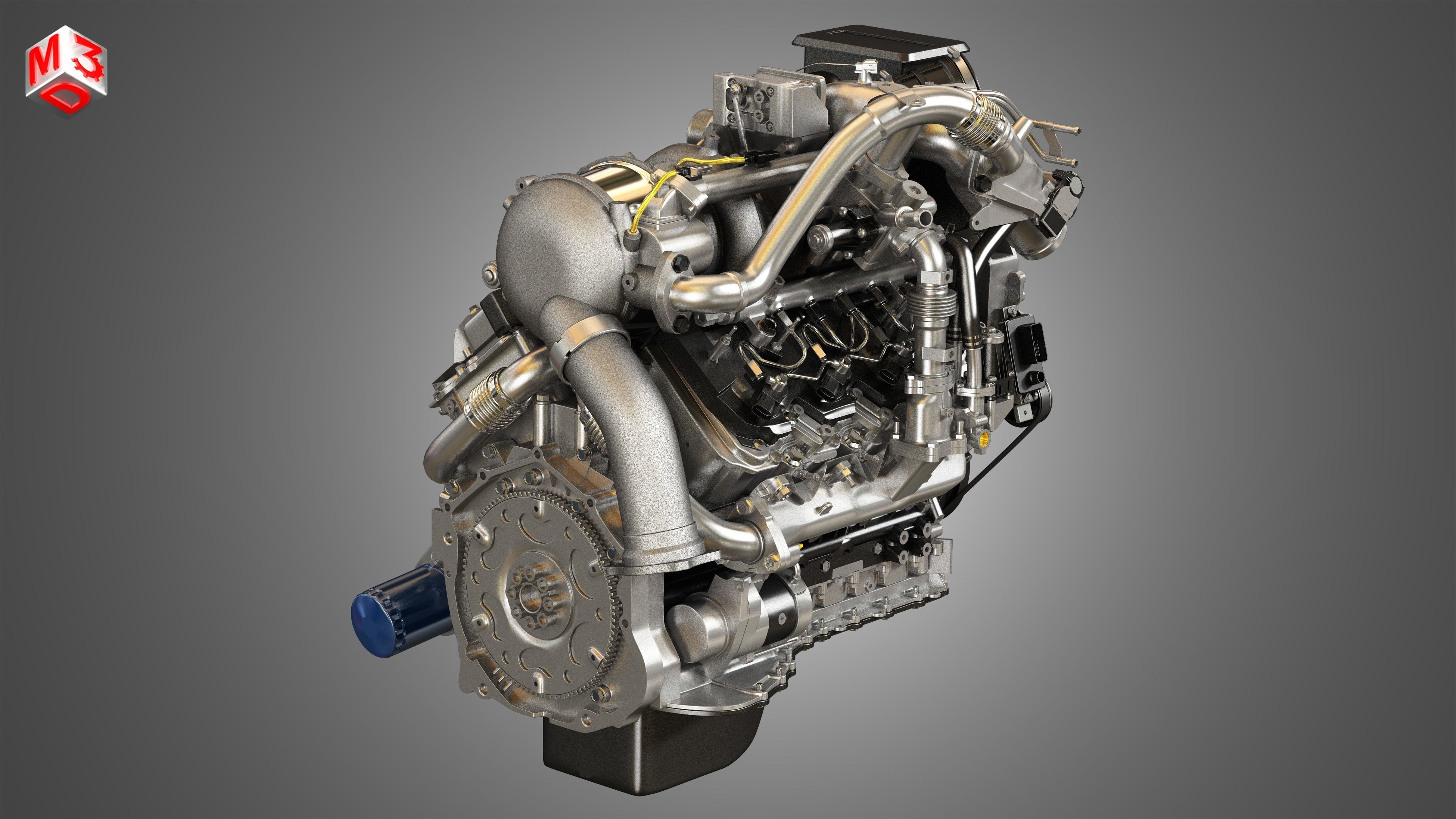 L5P Engine - V8 Turbo Diesel Engine 3D model_2