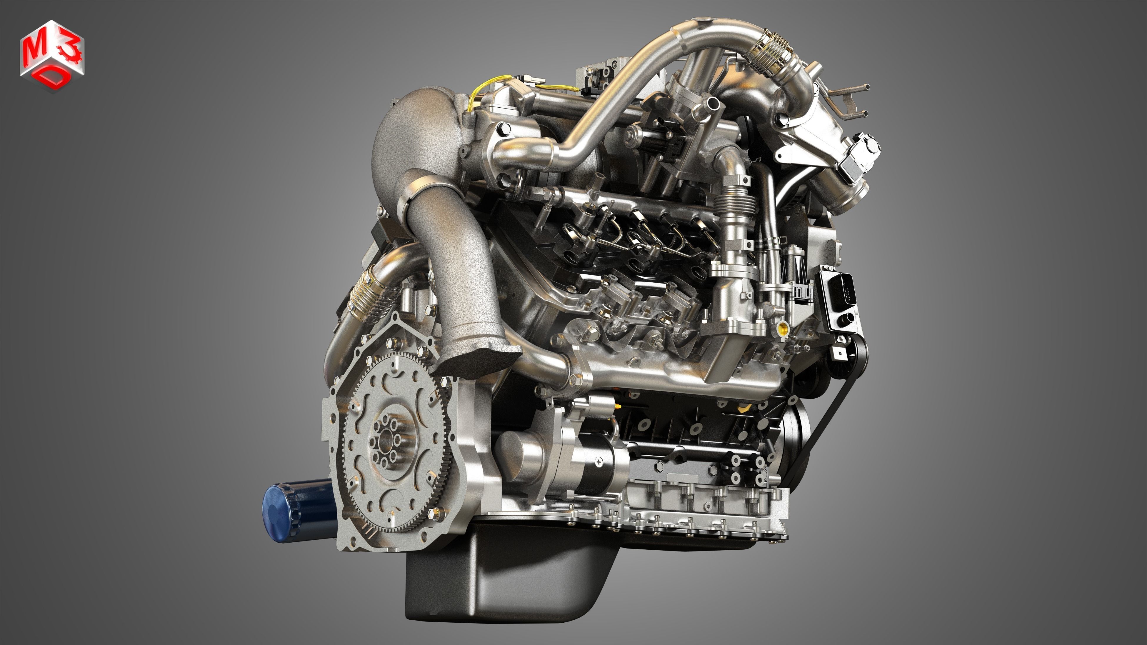 L5P Engine - V8 Turbo Diesel Engine 3D model_8