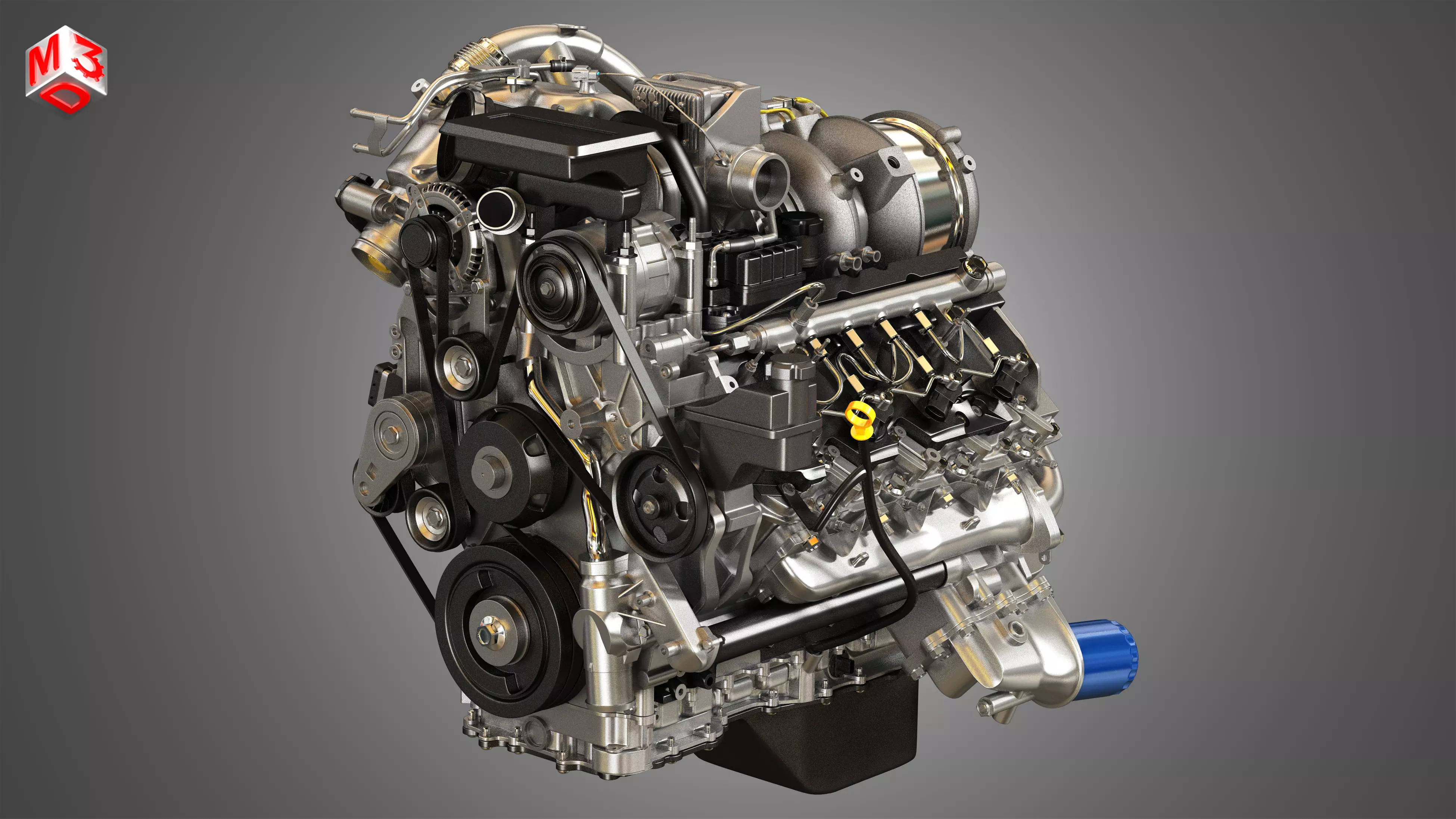 L5P Engine - V8 Turbo Diesel Engine 3D model_0