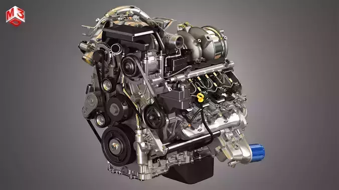 L5P Engine - V8 Turbo Diesel Engine 3D model