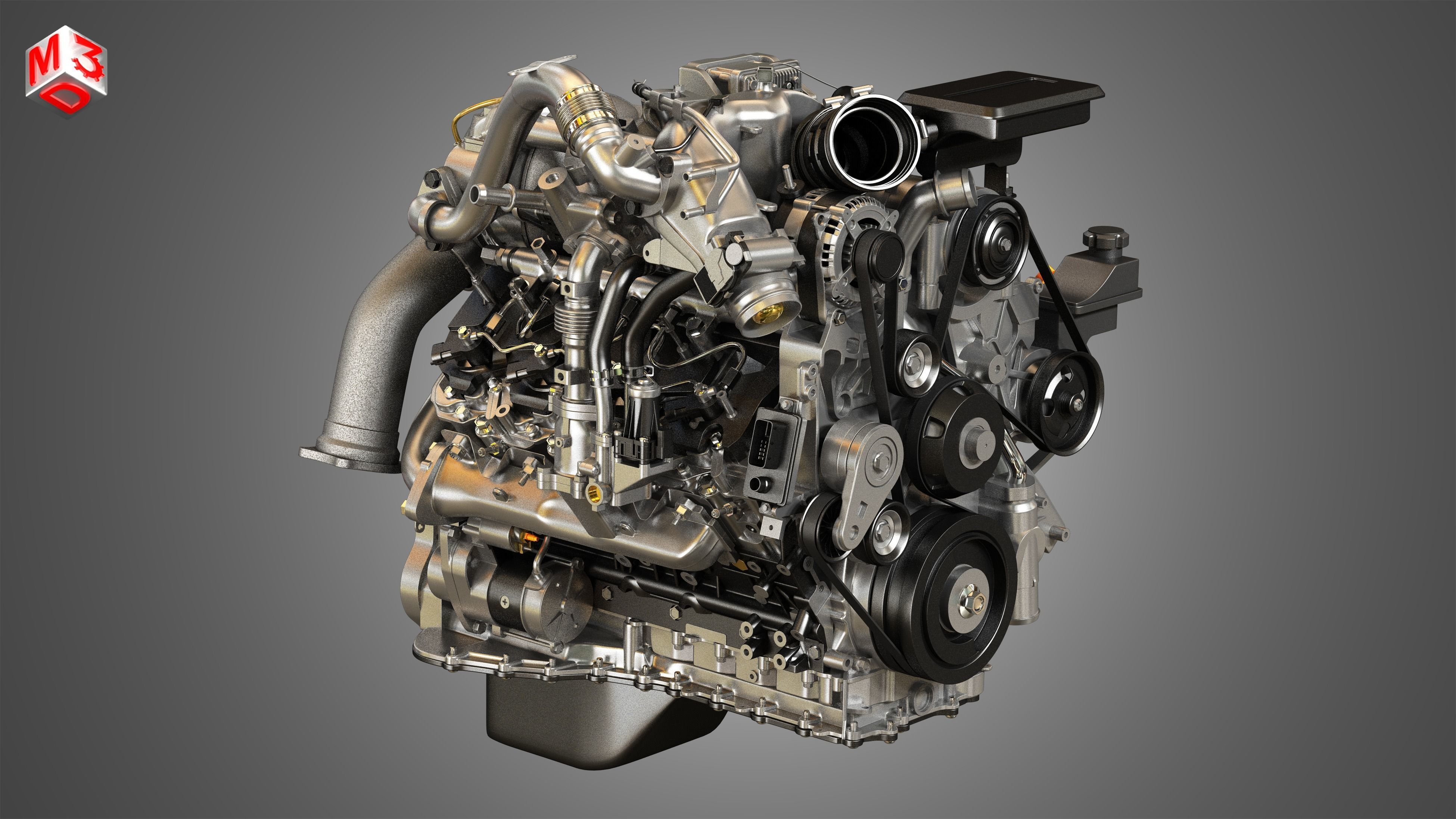 L5P Engine - V8 Turbo Diesel Engine 3D model_3