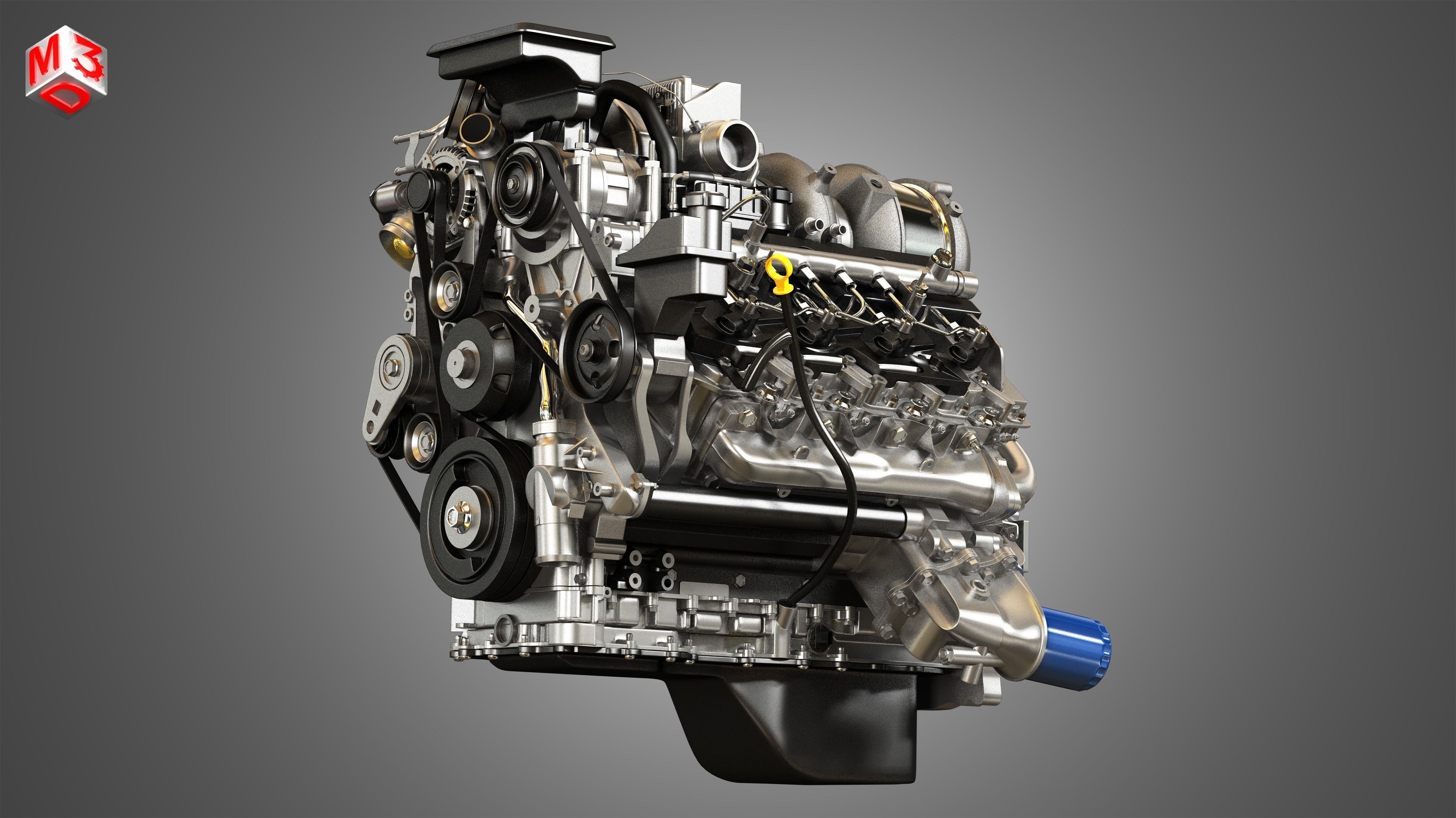 L5P Engine - V8 Turbo Diesel Engine 3D model_7