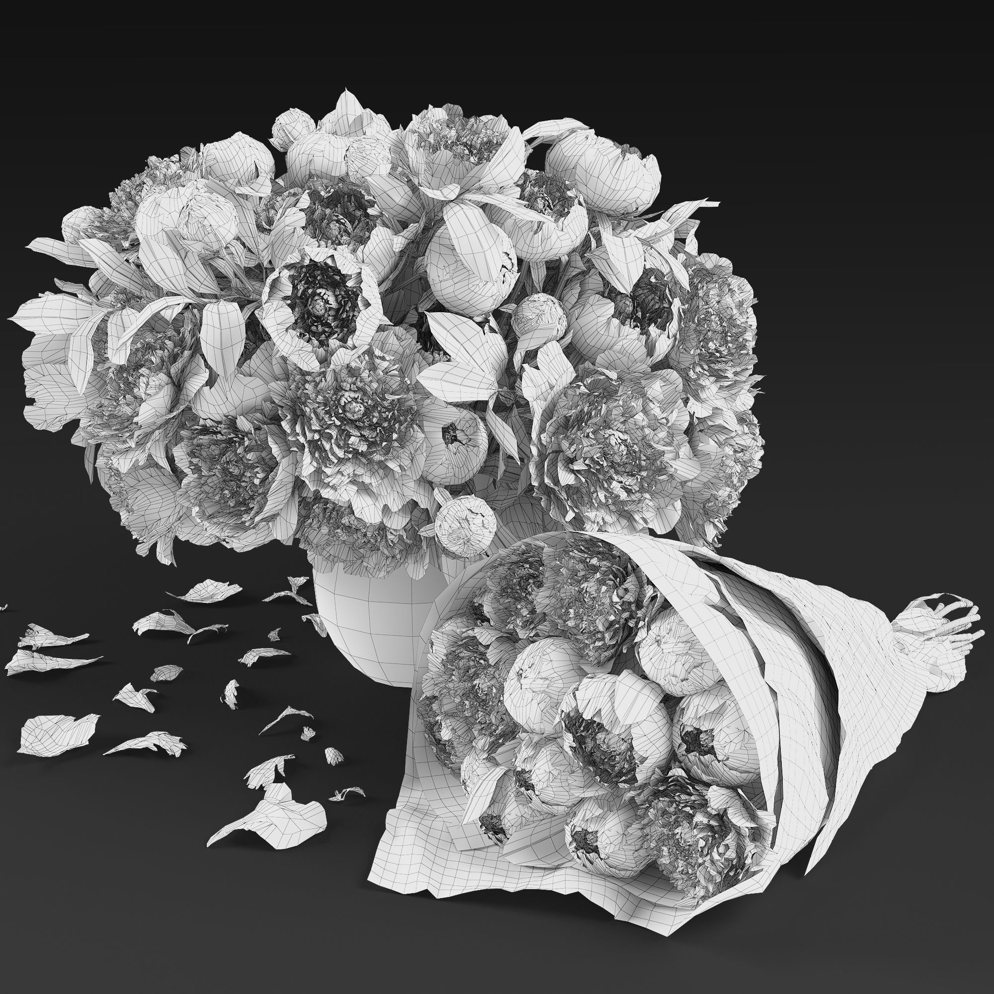 White peonies 3D model_6