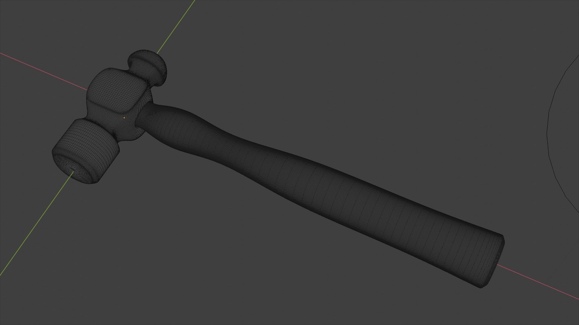 Hammer with wooden handle 3D model_2