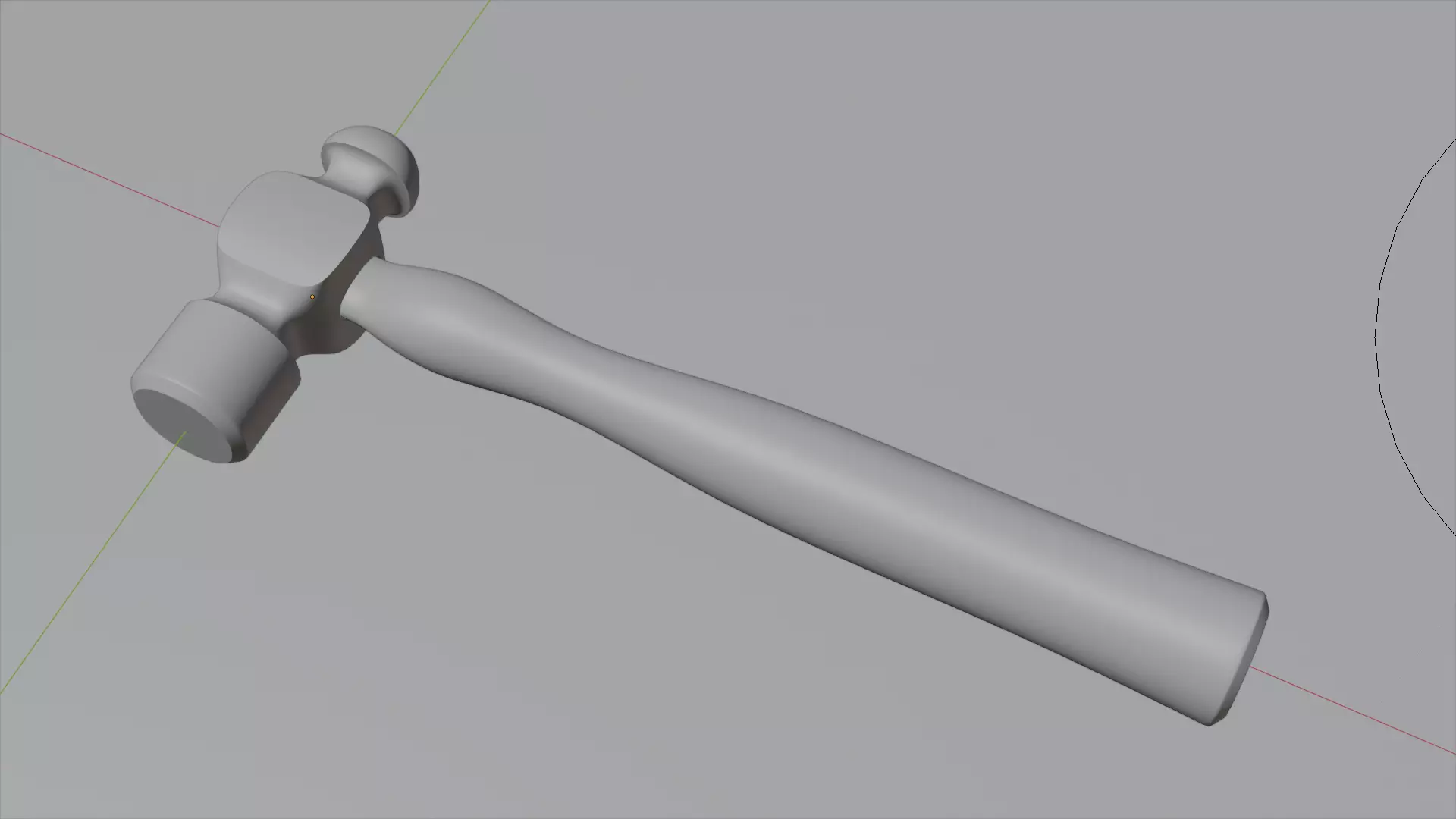 Hammer with wooden handle 3D model_0