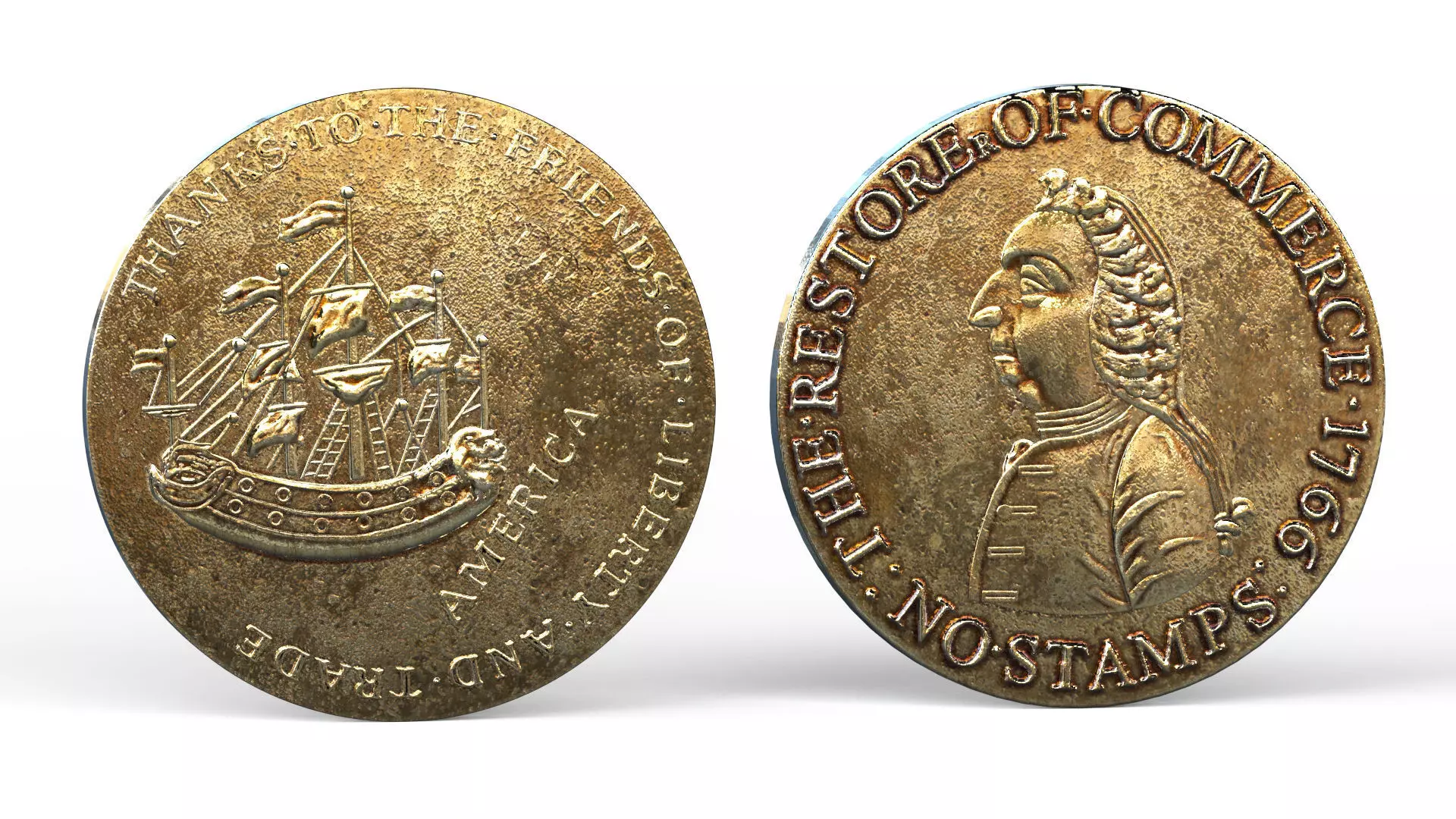 USA Halfpenny William Pitt tokens 1766 coin 3D model