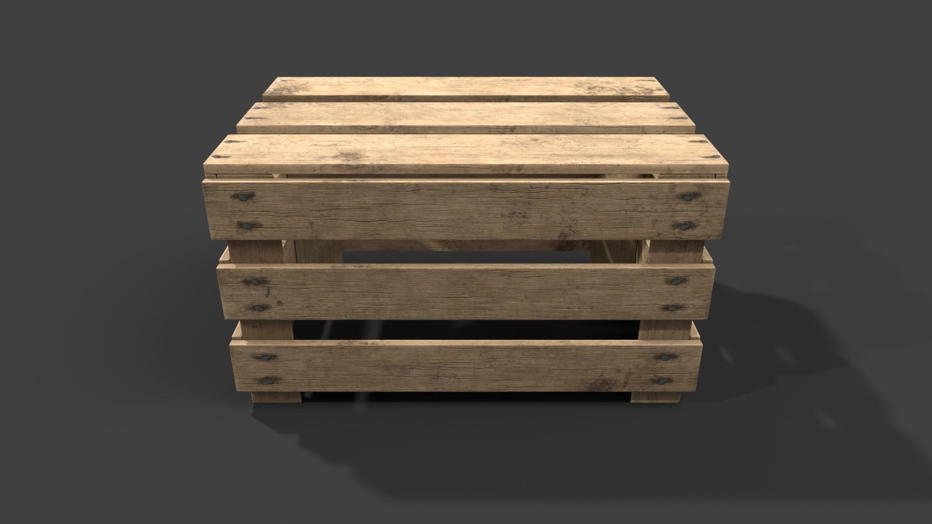 Wooden Fruit Crate Low-poly 3D model_19