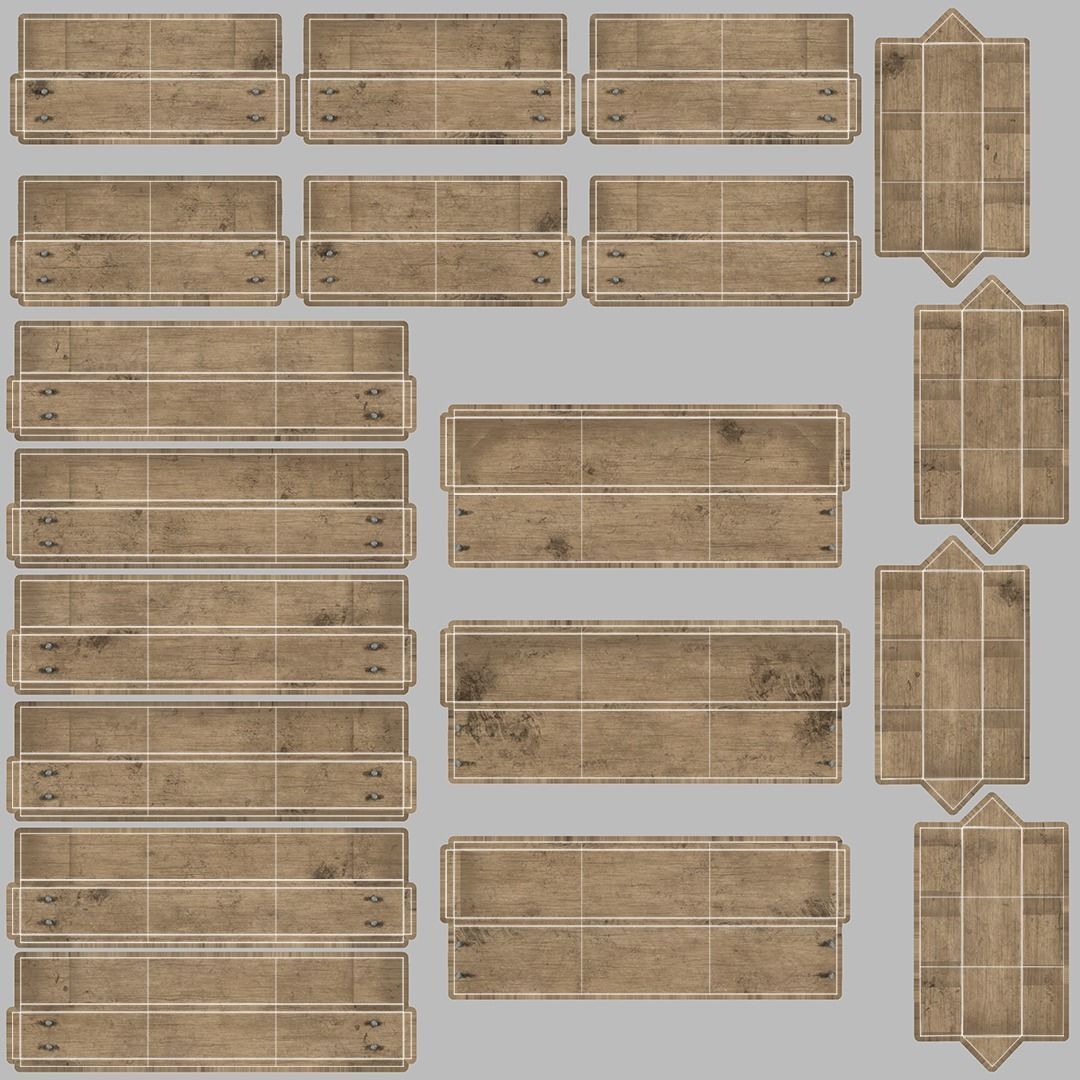 Wooden Fruit Crate Low-poly 3D model_45