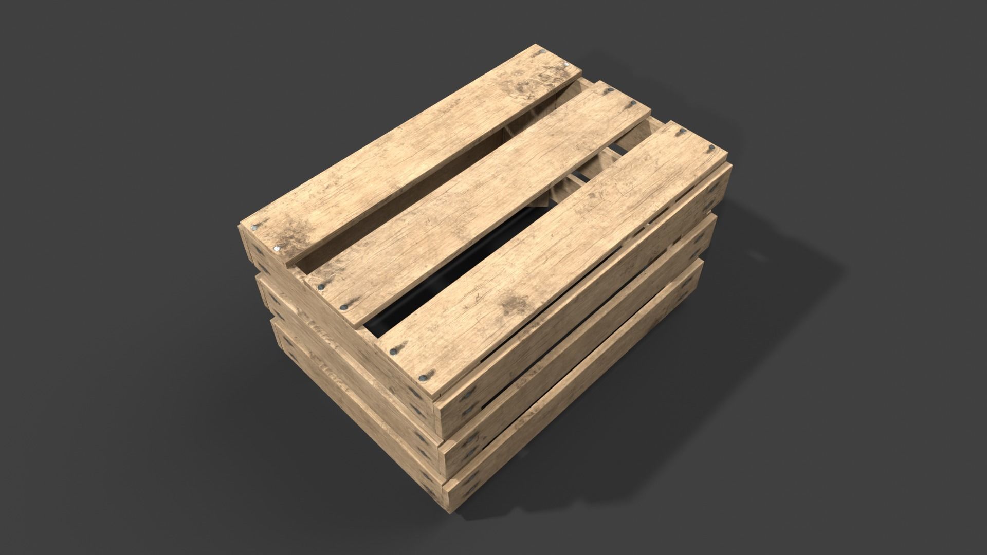 Wooden Fruit Crate Low-poly 3D model_18
