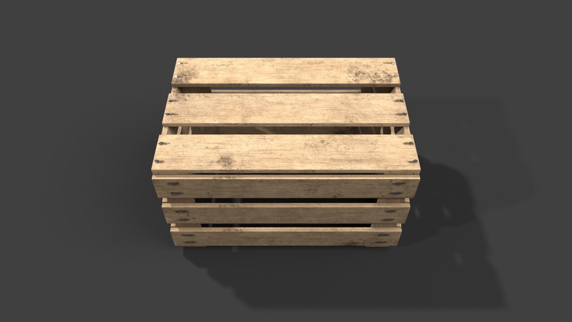 Wooden Fruit Crate Low-poly 3D model_20