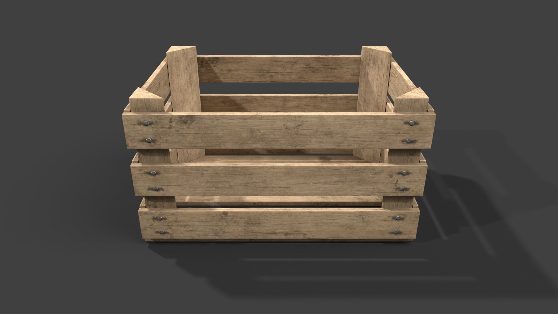 Wooden Fruit Crate Low-poly 3D model_12