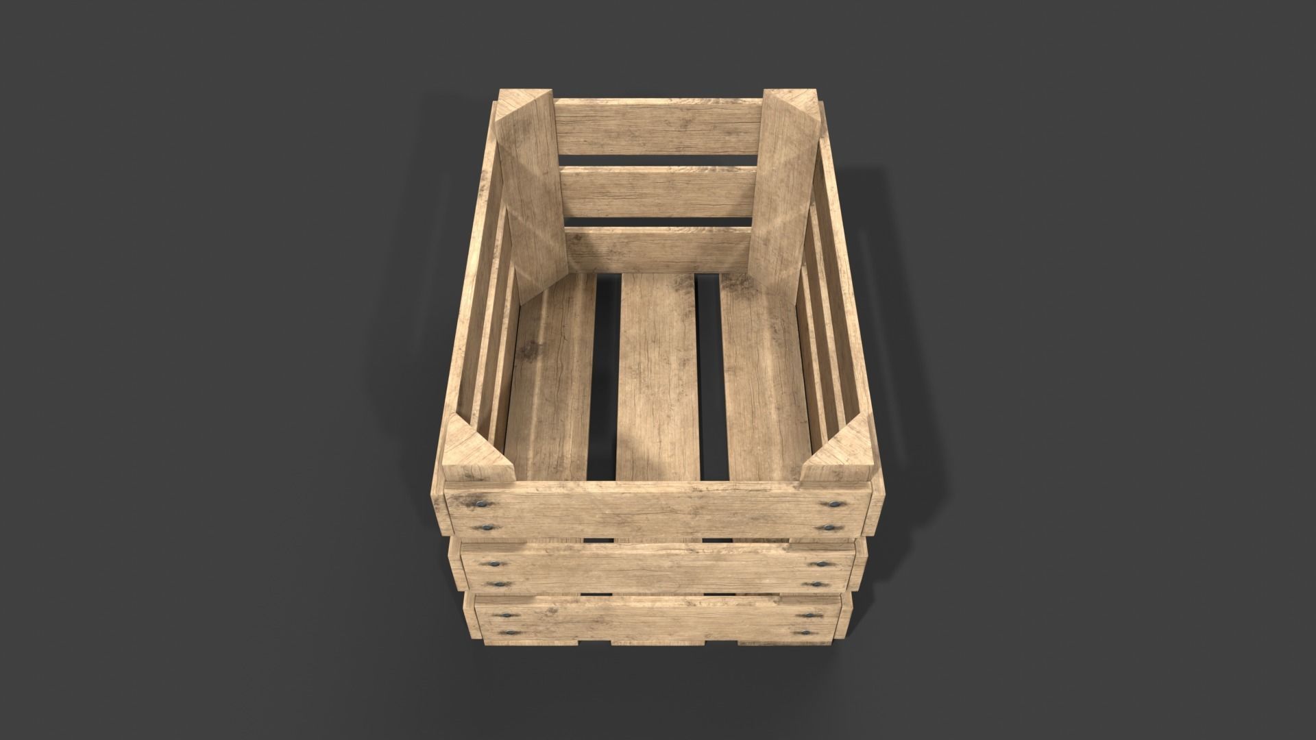 Wooden Fruit Crate Low-poly 3D model_5