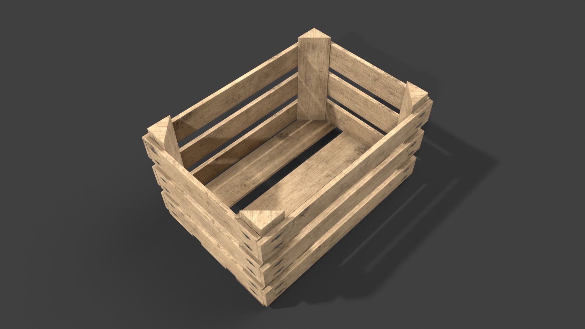 Wooden Fruit Crate Low-poly 3D model_9