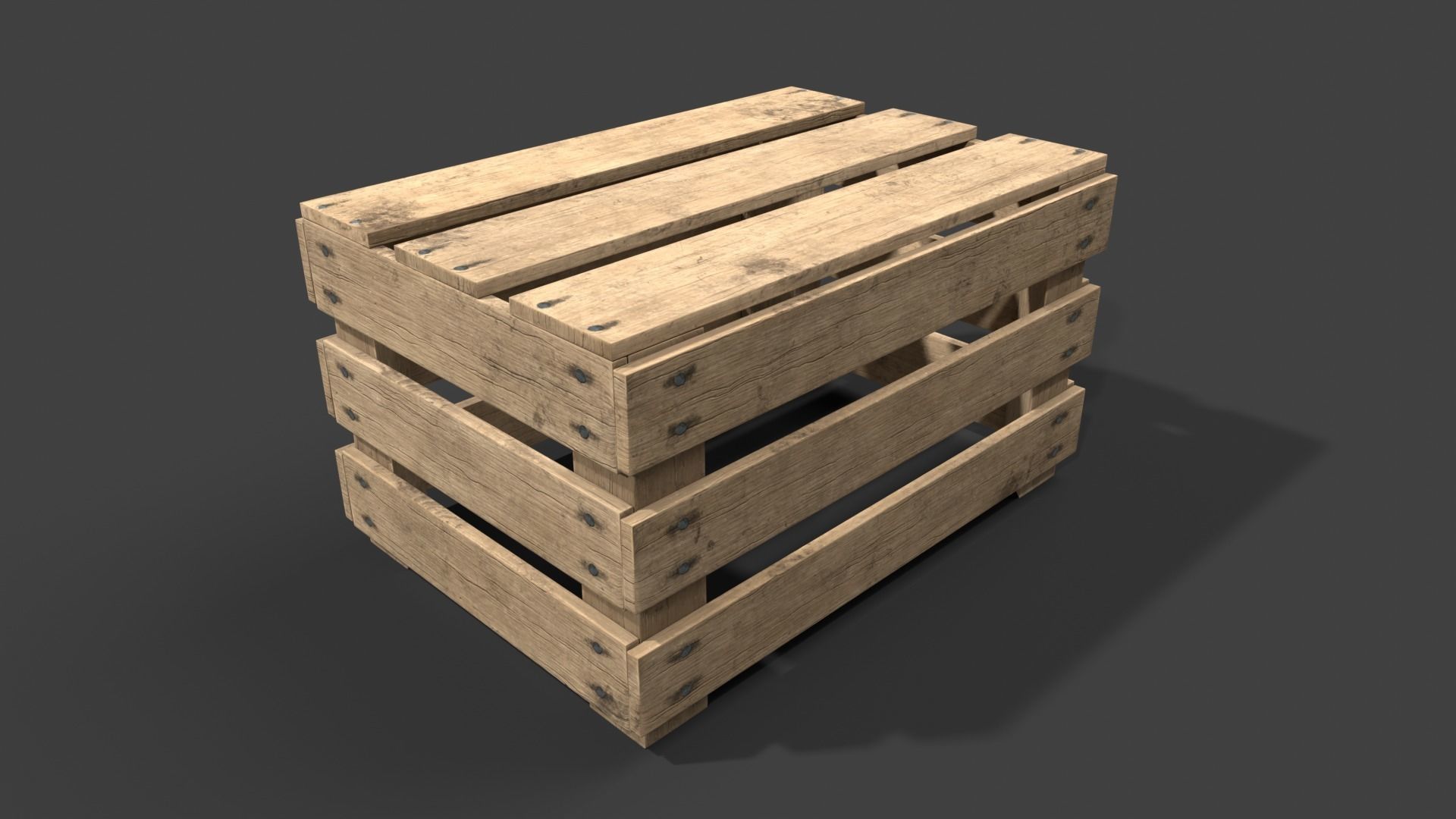 Wooden Fruit Crate Low-poly 3D model_17