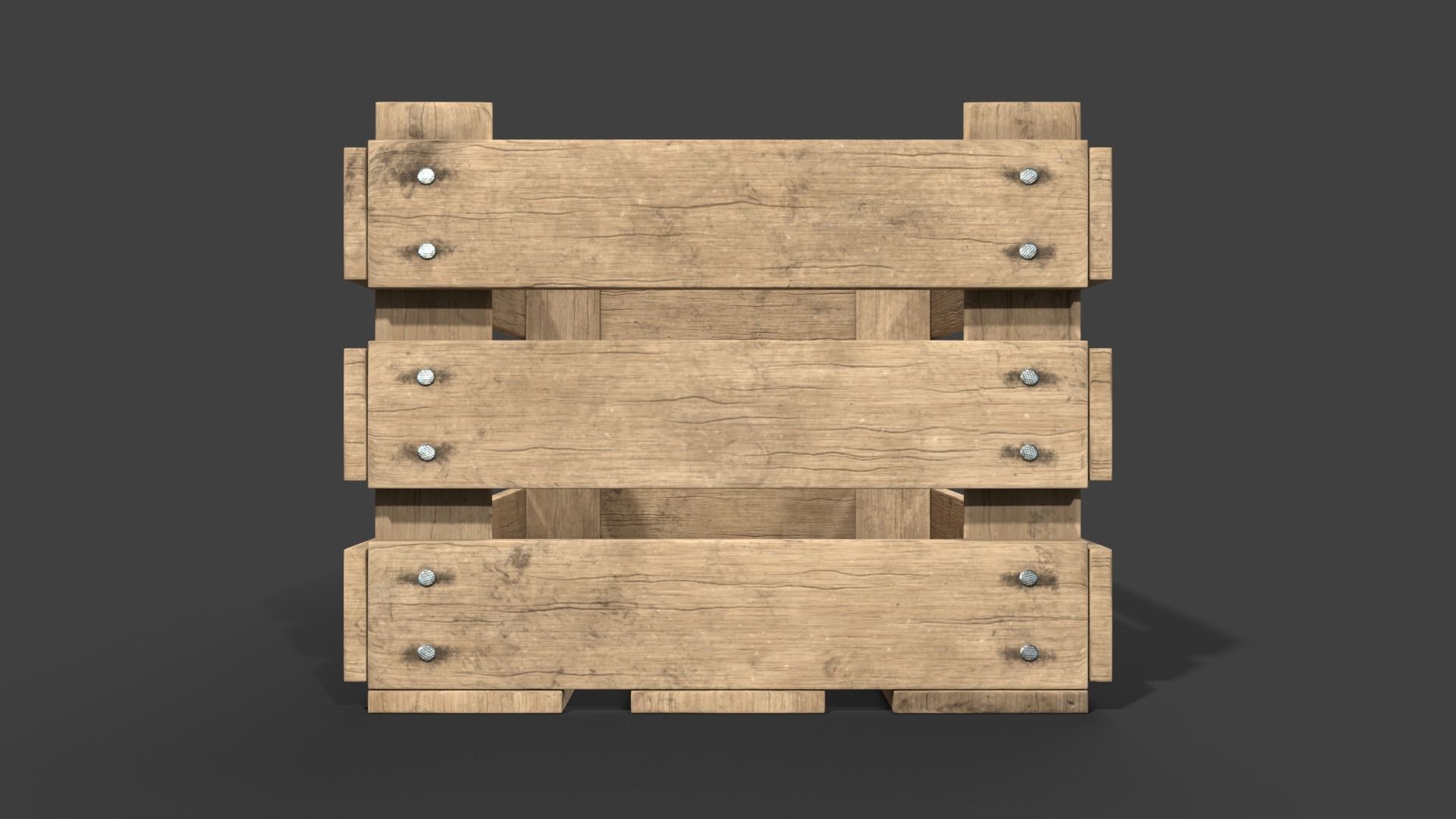 Wooden Fruit Crate Low-poly 3D model_3