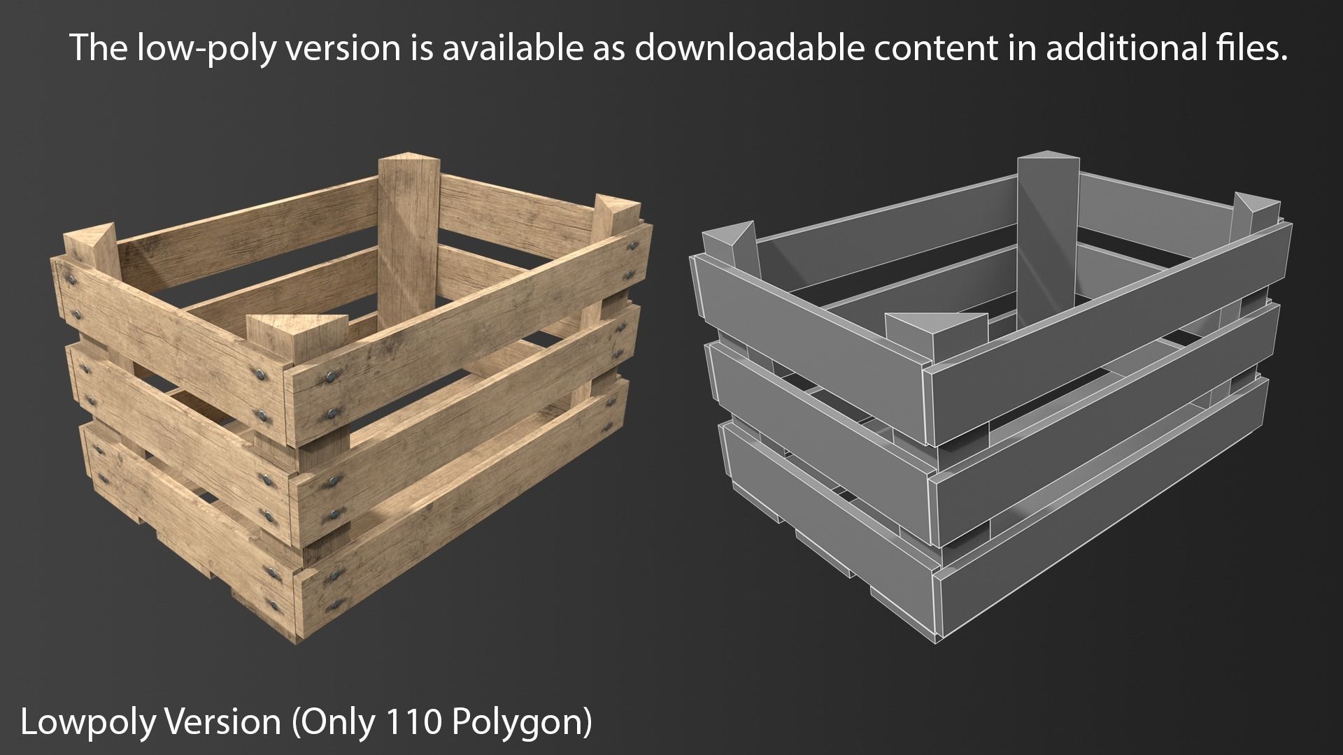 Wooden Fruit Crate Low-poly 3D model_21