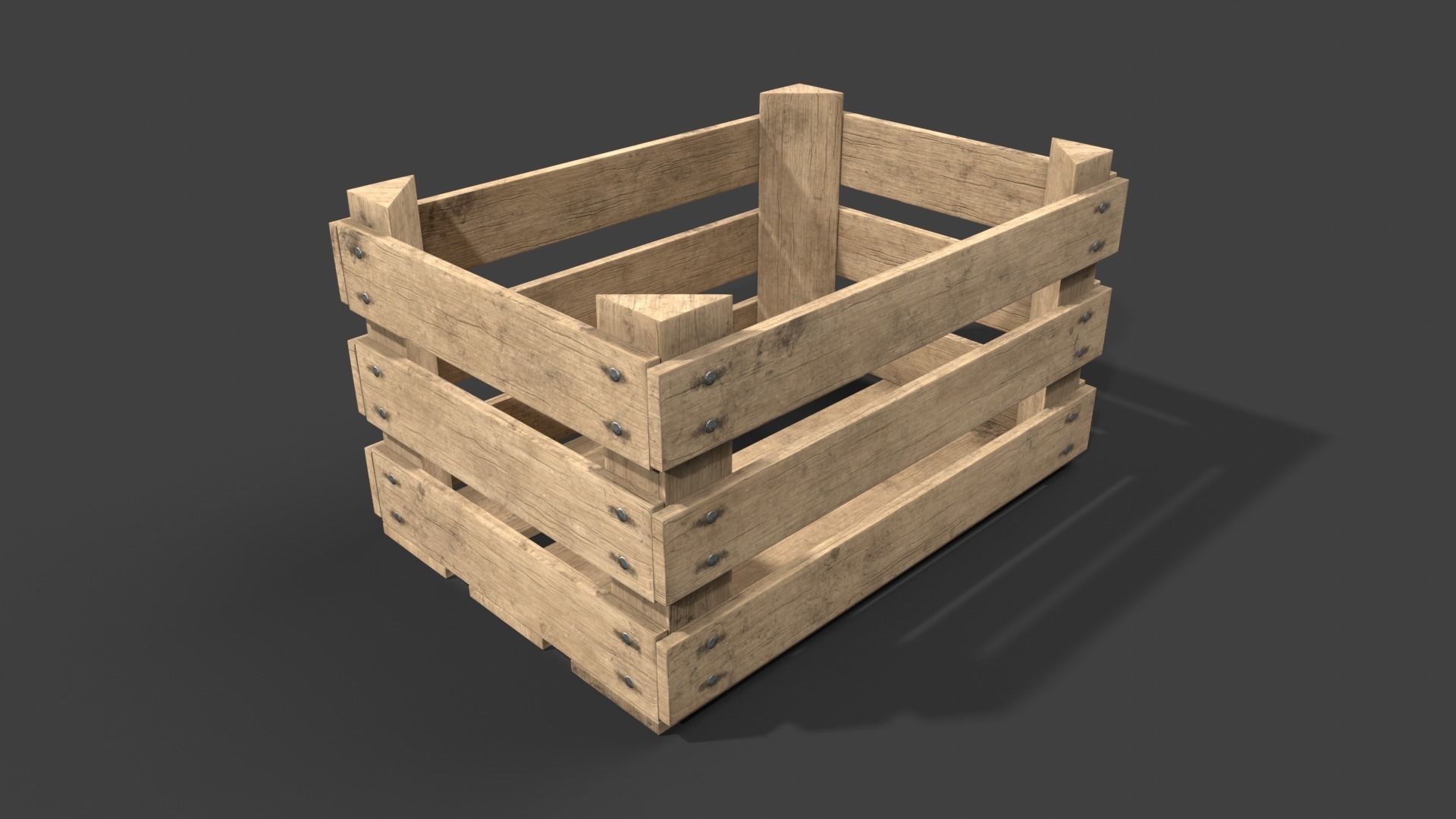 Wooden Fruit Crate Low-poly 3D model_2