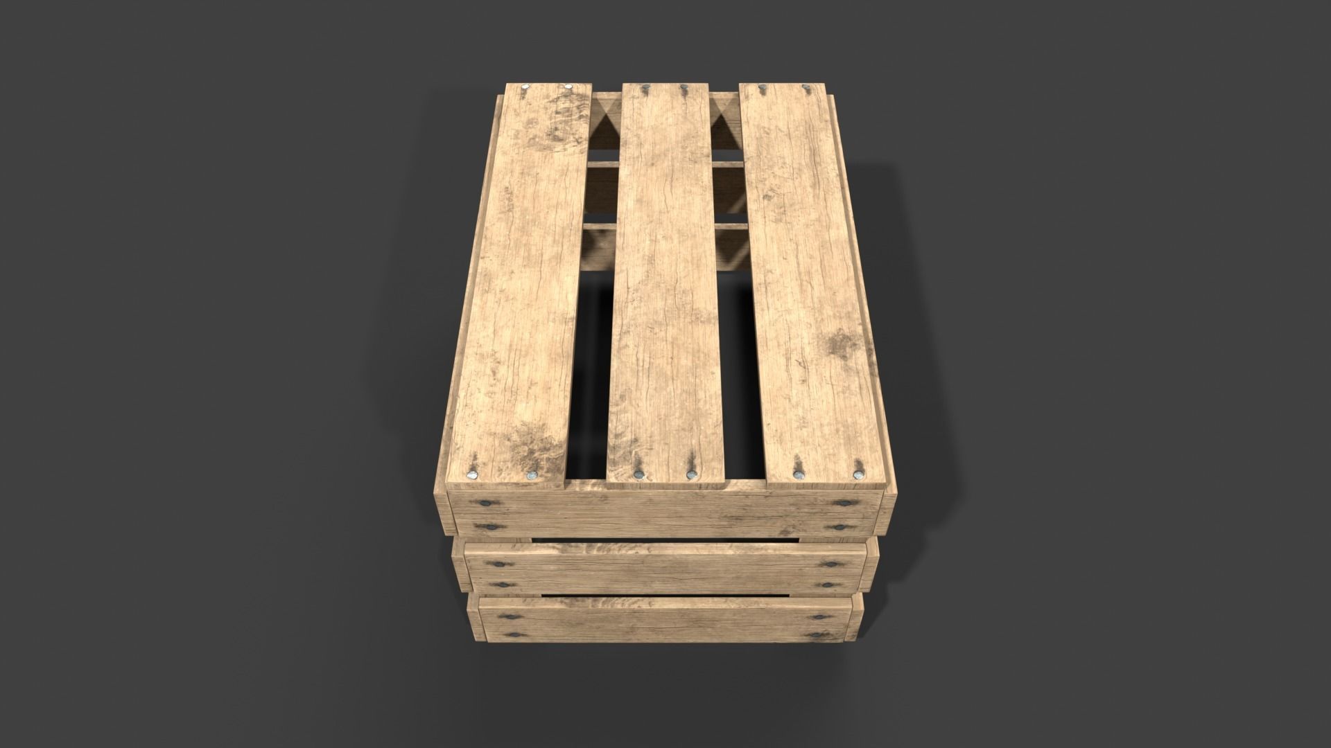 Wooden Fruit Crate Low-poly 3D model_16