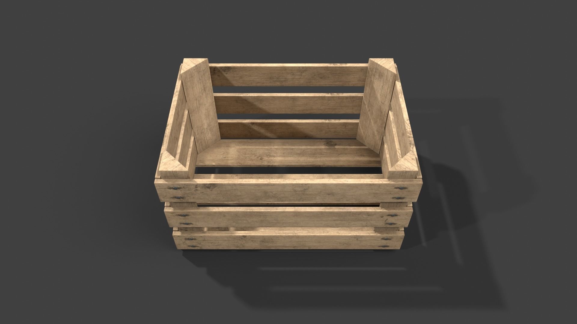 Wooden Fruit Crate Low-poly 3D model_13