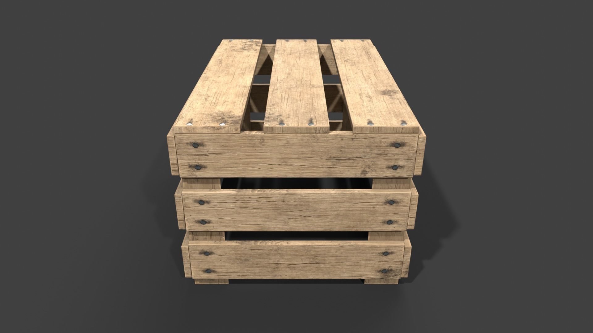Wooden Fruit Crate Low-poly 3D model_15